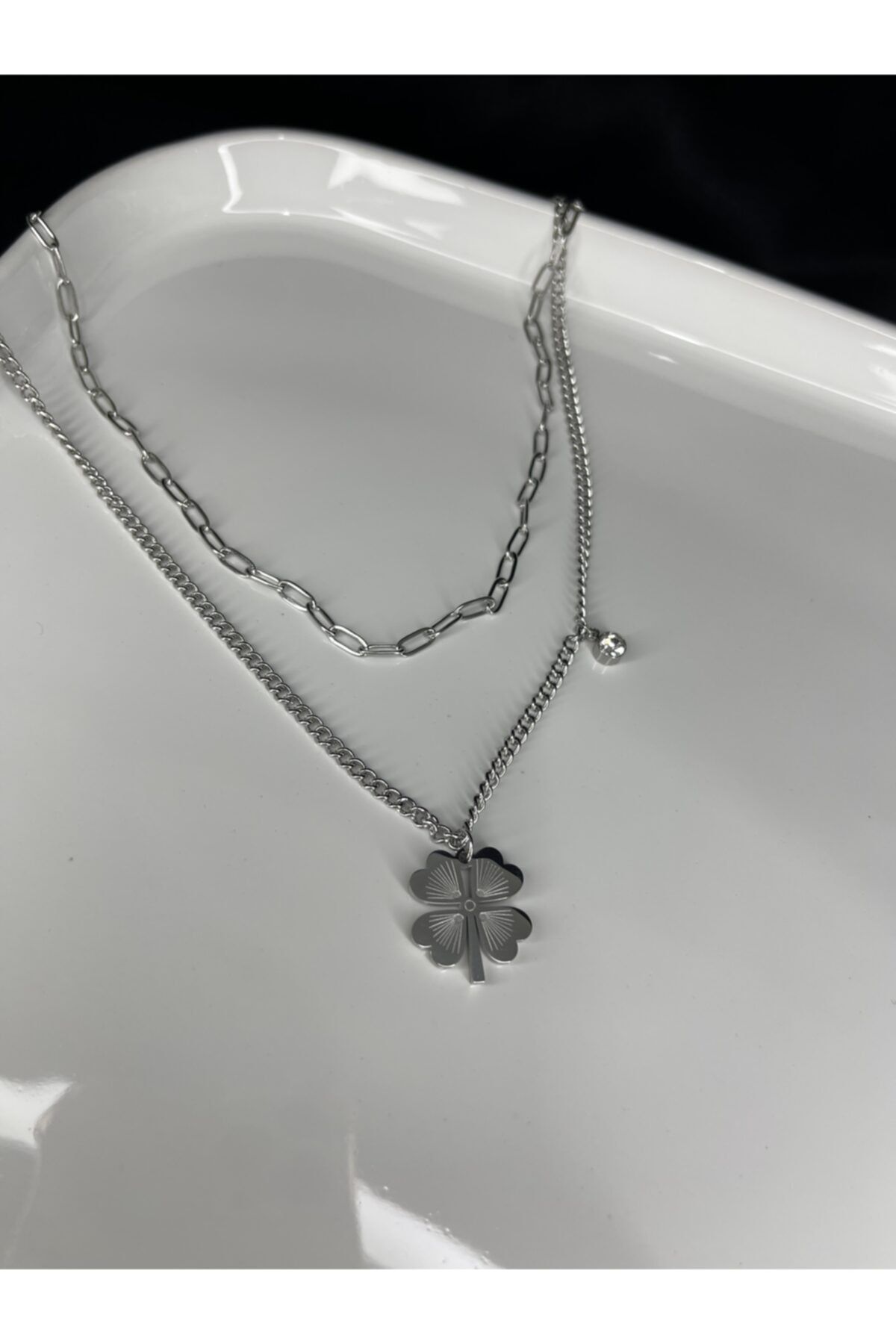 Lavins Accessories Taşli Yonca Kolye