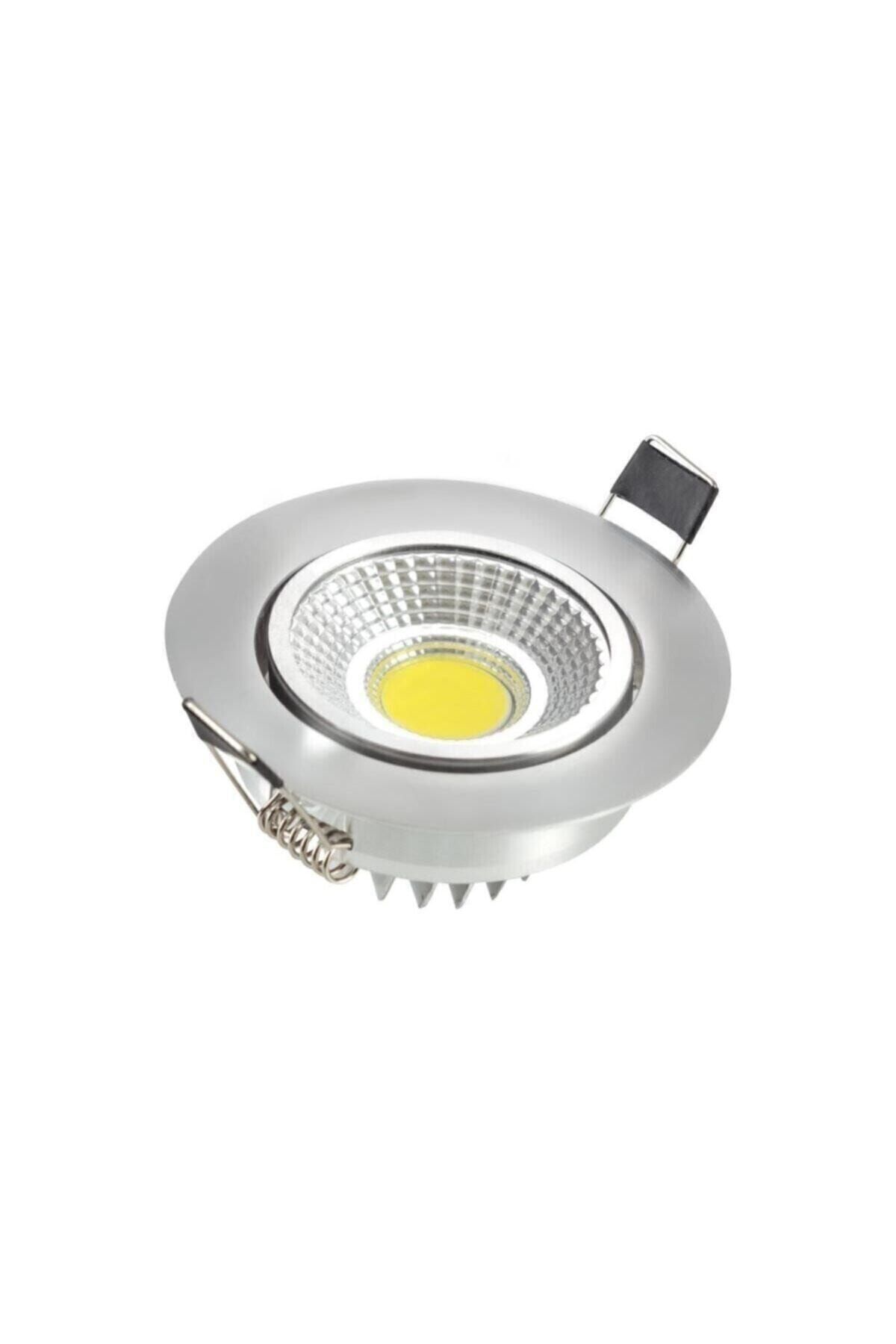 özmr lighting Cob Krom Kasa Beyaz Işık Trafolu 5 Watt Led Spot Armatür