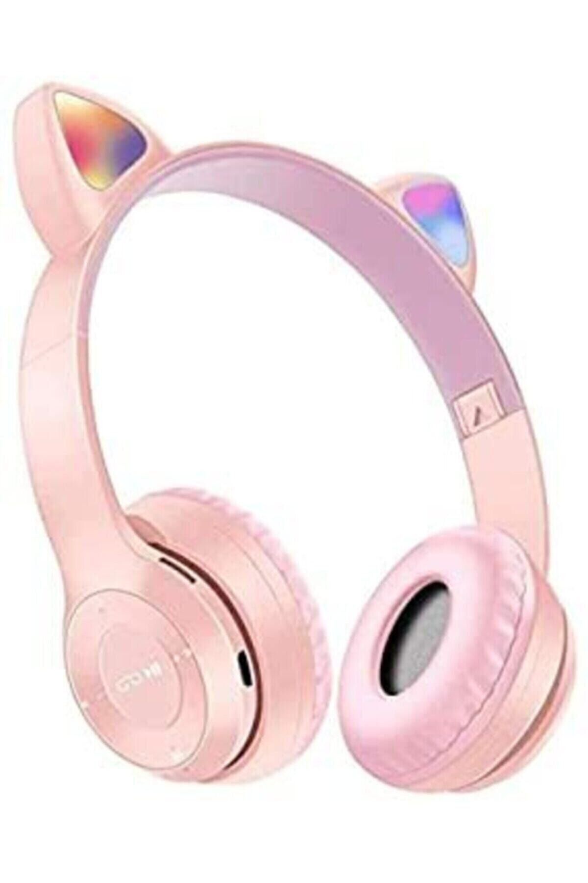 Anyplus P47m Işıklı Bluetooth Kulaklık 5.0 Kablosuz Katlanabilir Kedili Kulaklık Parti Işıklı Kulaklık Pembe