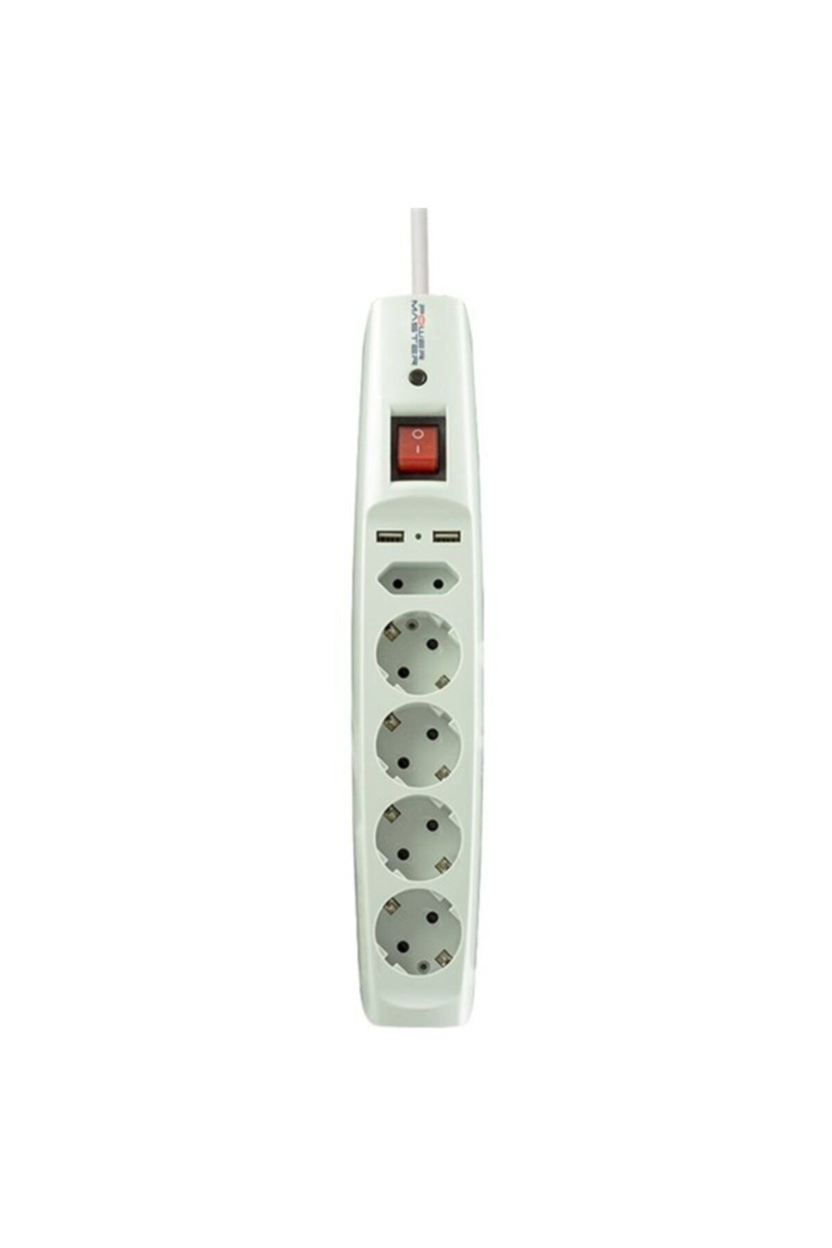 REWEL Powermaster Pm-17594 Çift Usb'li 4'lü 2 Metre Kablolu Anahtarlı Akım Korumalı Priz 323042