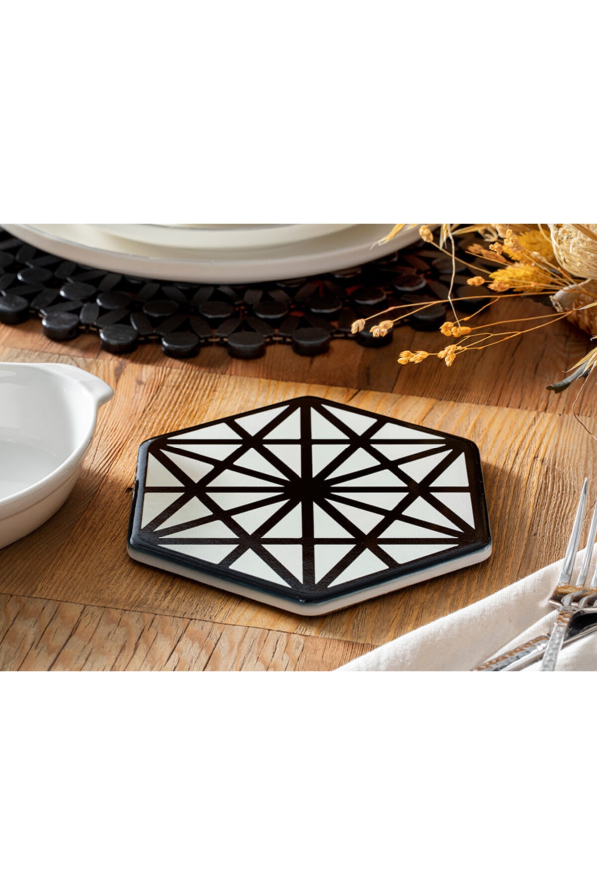 English Home Murphy Seramik Nihale 16 Cm Siyah - Beyaz