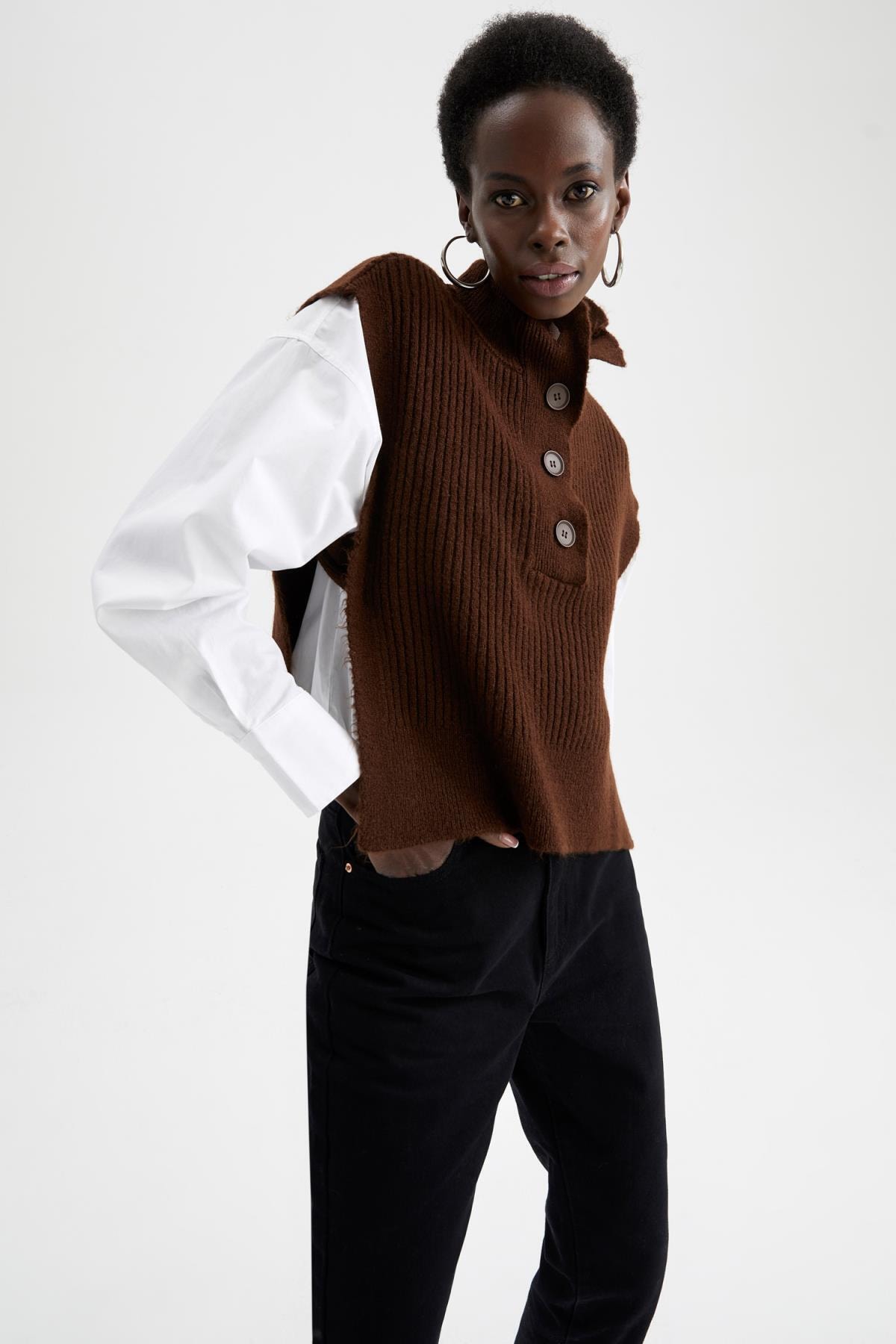 DeFacto Regular Fit Polo Yaka Düğmeli Süveter