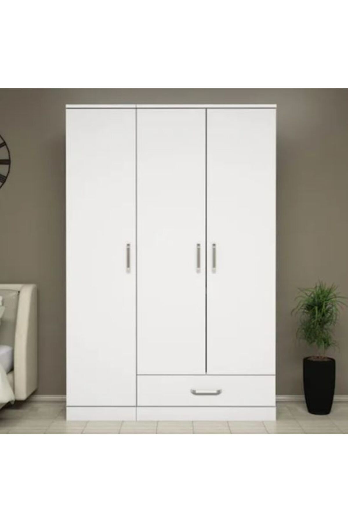 Right Place 3 Kapaklı 1 Çekmeceli Gardırop - Beyaz Sb3k1ç