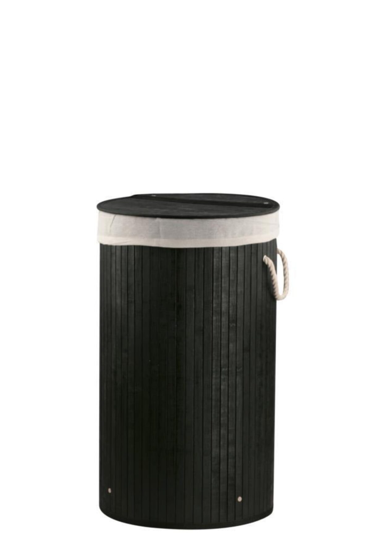 Sever Bambu Siyah Yuvarlak Çamaşır Sepeti 61cm
