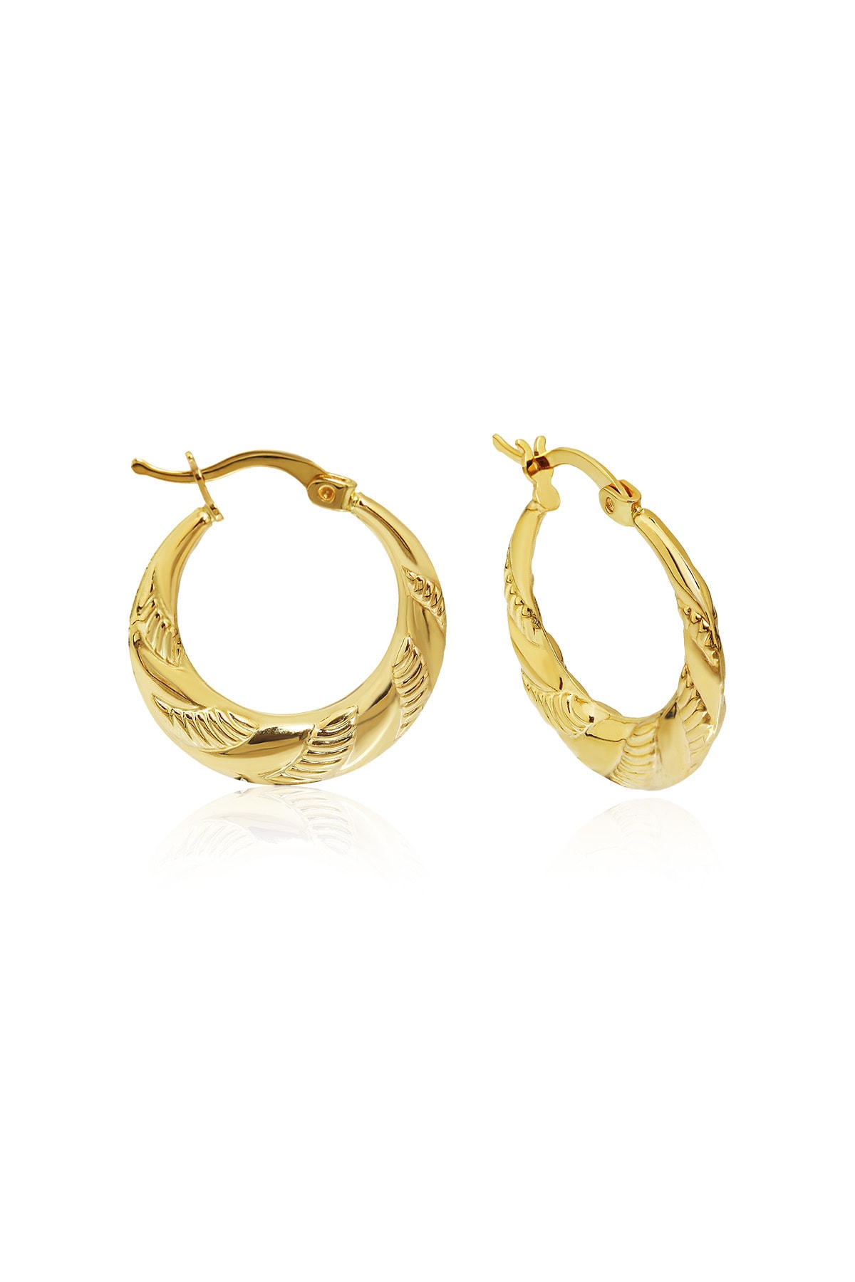 Altınkesesi Kadın Sarı 14 Ayar Altın Retro Halka Küpe