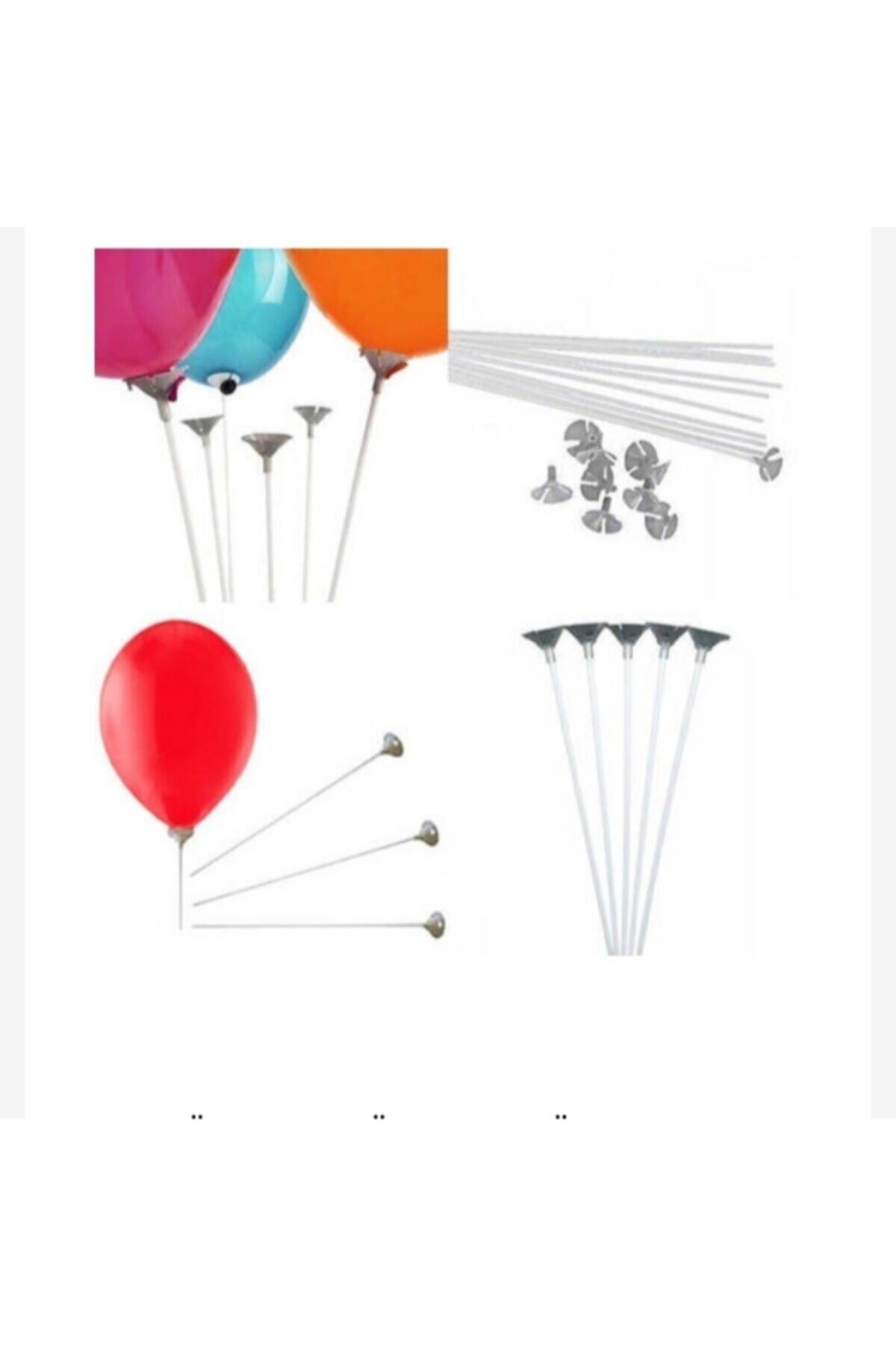 ELITETIME Alya Süs Balon Çubuğu Ve Hunisi Seti 30 Cm 100 Adet