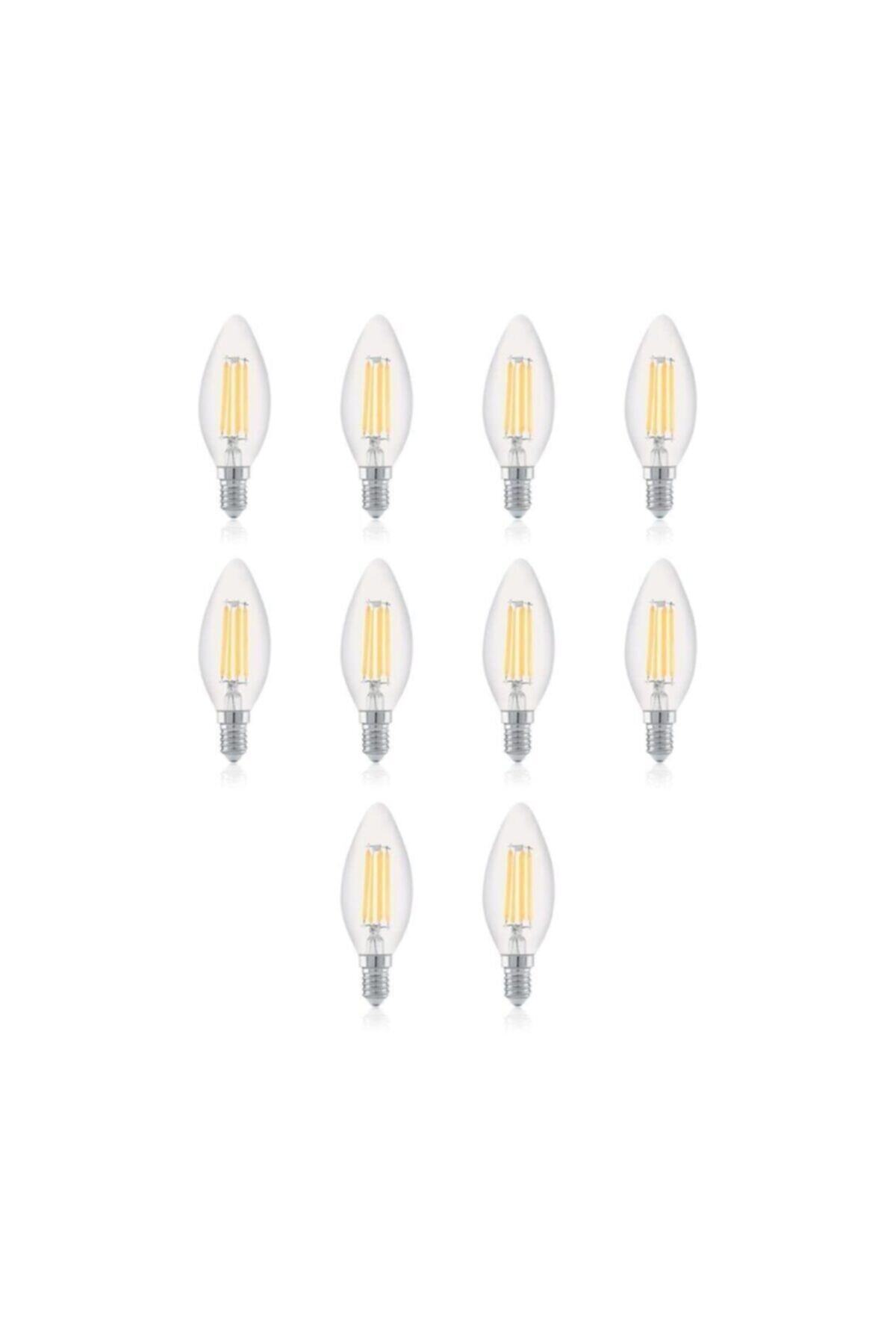 Horoz Elektrik 10 Adet 6w E14 Duy Rustik Led Ampul Edison Ince Duy Buji Ampul (beyaz Işık)