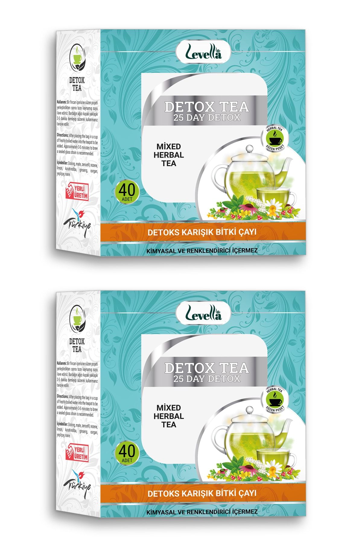 levellalife Detox Tea Karışık Bitki Çayı 40'lı Süzen Poşet X 2