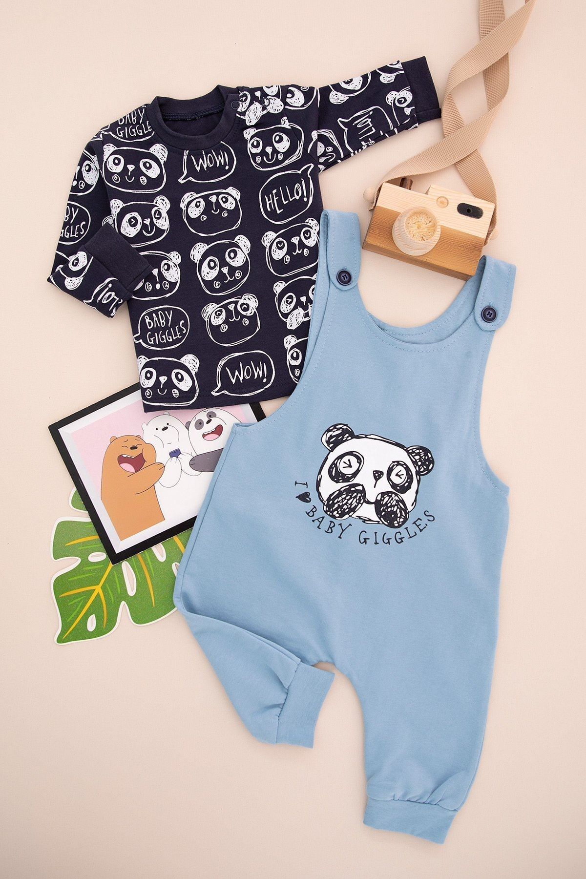 Mai Perla Panda Baskılı Erkek Bebek Salopet