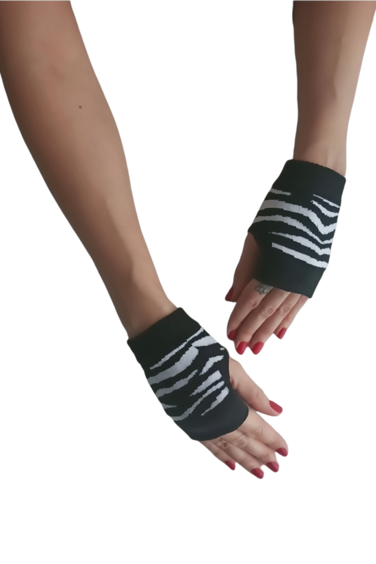 ZEYZEY MONKEY Zebra Desen Parmaksız Eldiven