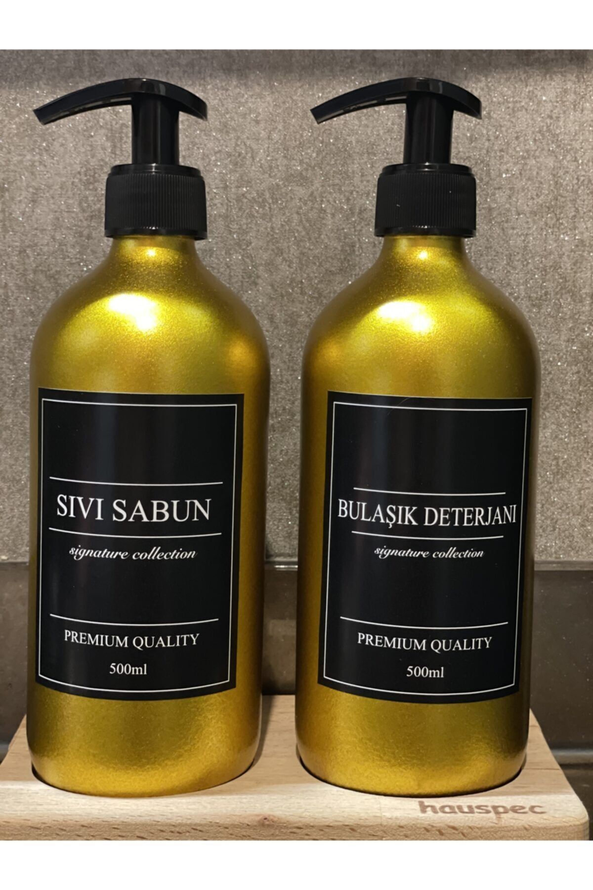 Lesia Home Sıvı Sabun Ve Bulaşık Deterjanı Şişesi Gold Renk 500 ml
