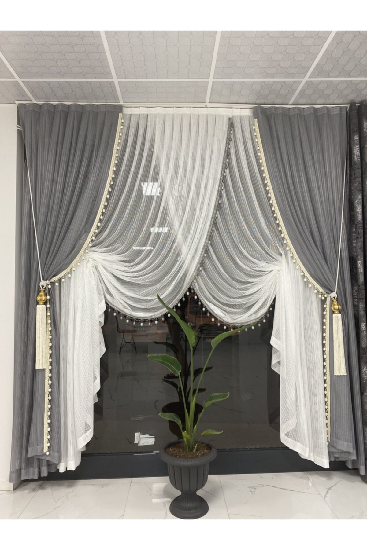 Dünya Perde Gri Vivaldi Fon Perde