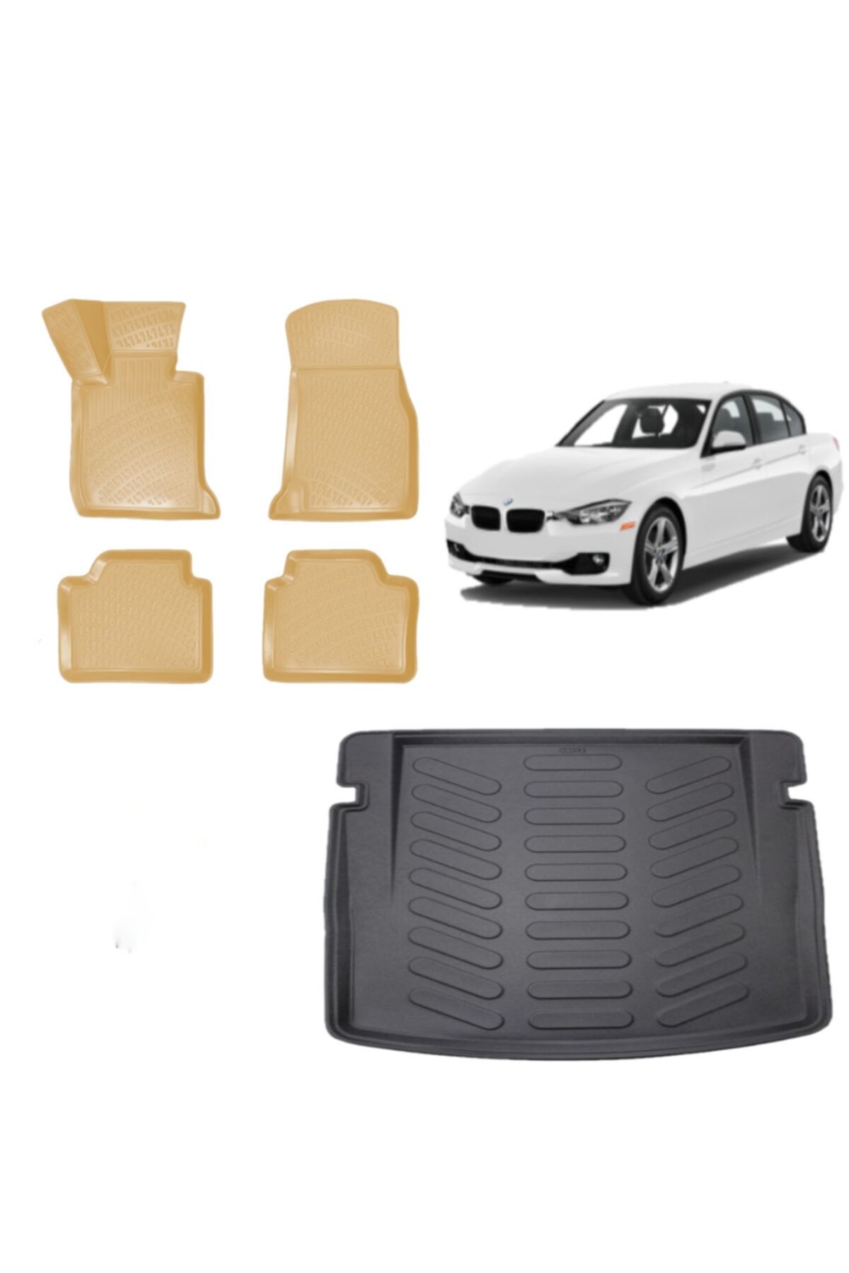 Rizline Bmw 3 Seri F30 2012 Sonrası Bagaj Havuzu+3d Havuzlu Bej Paspas Takımı