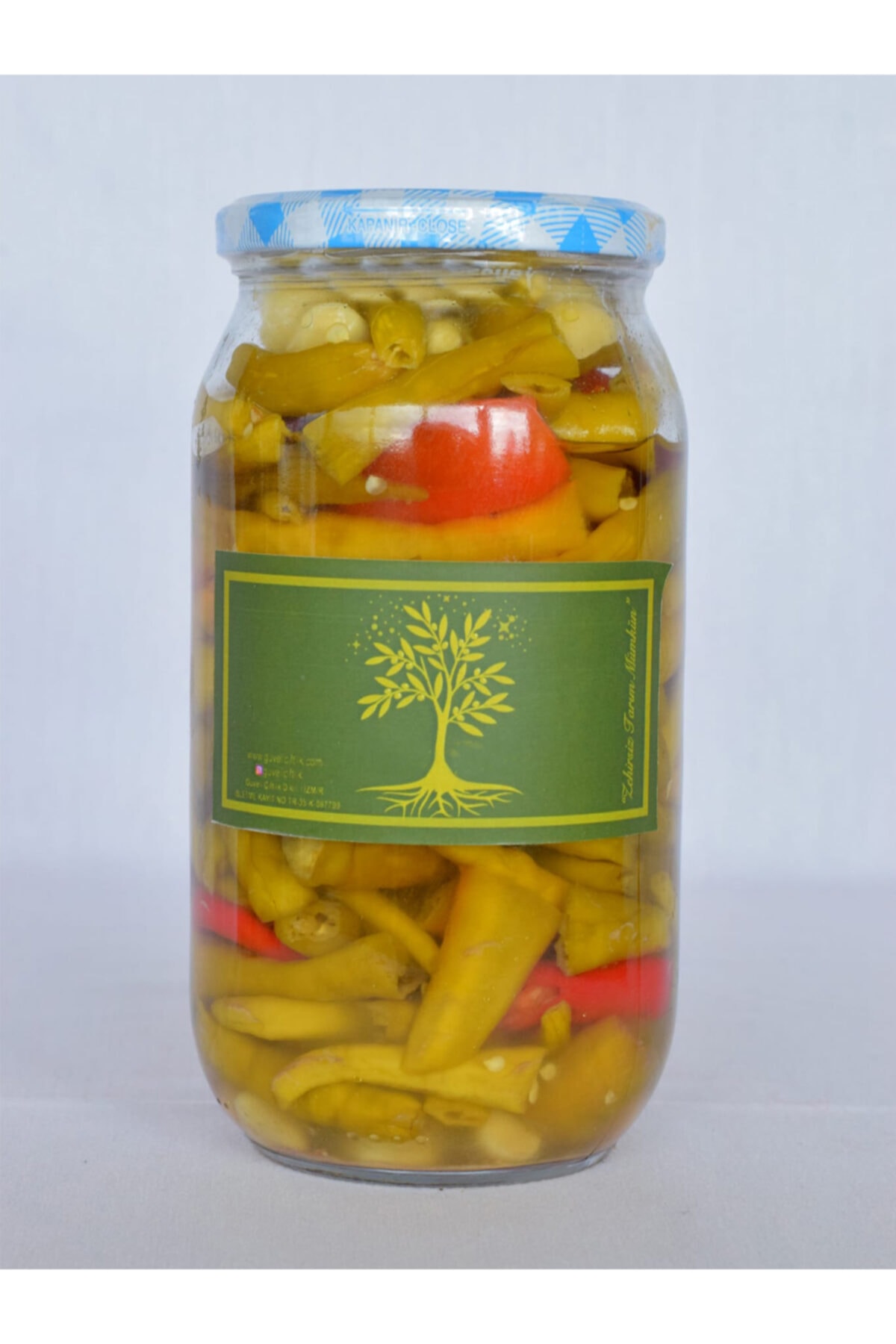 güveli ciftlik Zeytinyağlı Acı Biber Turşusu 1 kg Kavanoz