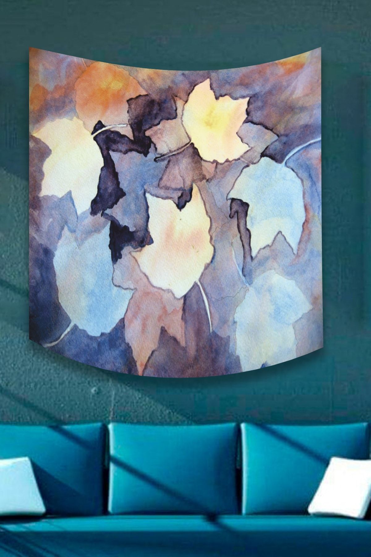 BiTablom Abstract Pastel Sycamore Leaves Duvar Halısı