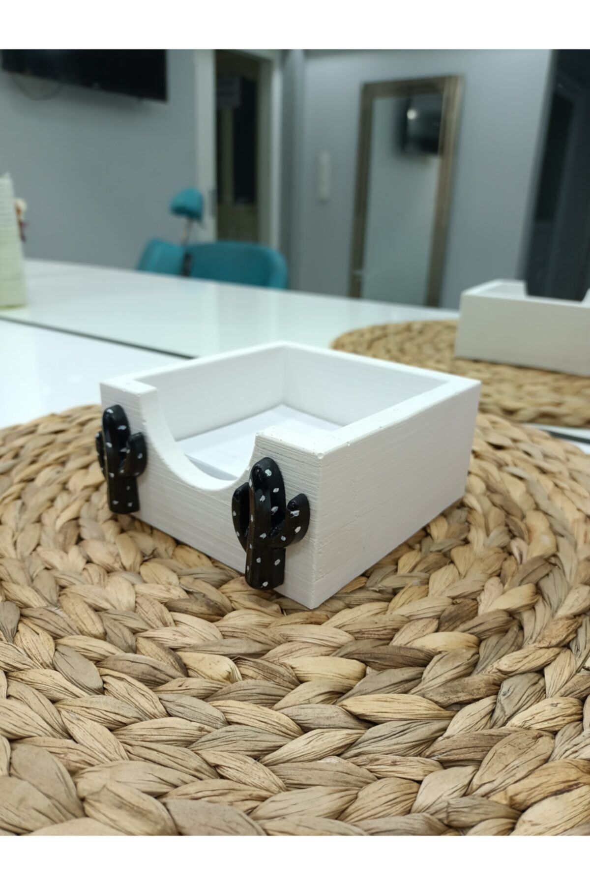 Merak Tasarım Masaüstü Siyah 3d Kaktüs Desenli Beton Bloknotluk