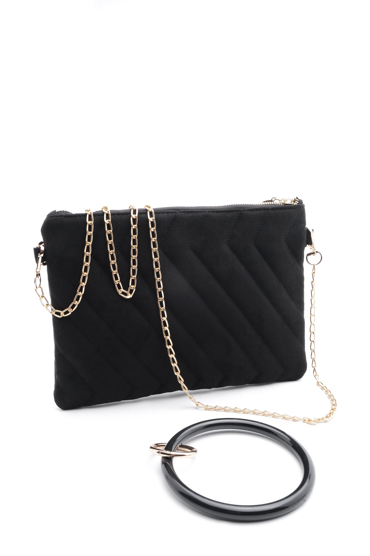 Marjin Kadın Portföy&clutch Çanta Yanga siyah Süet