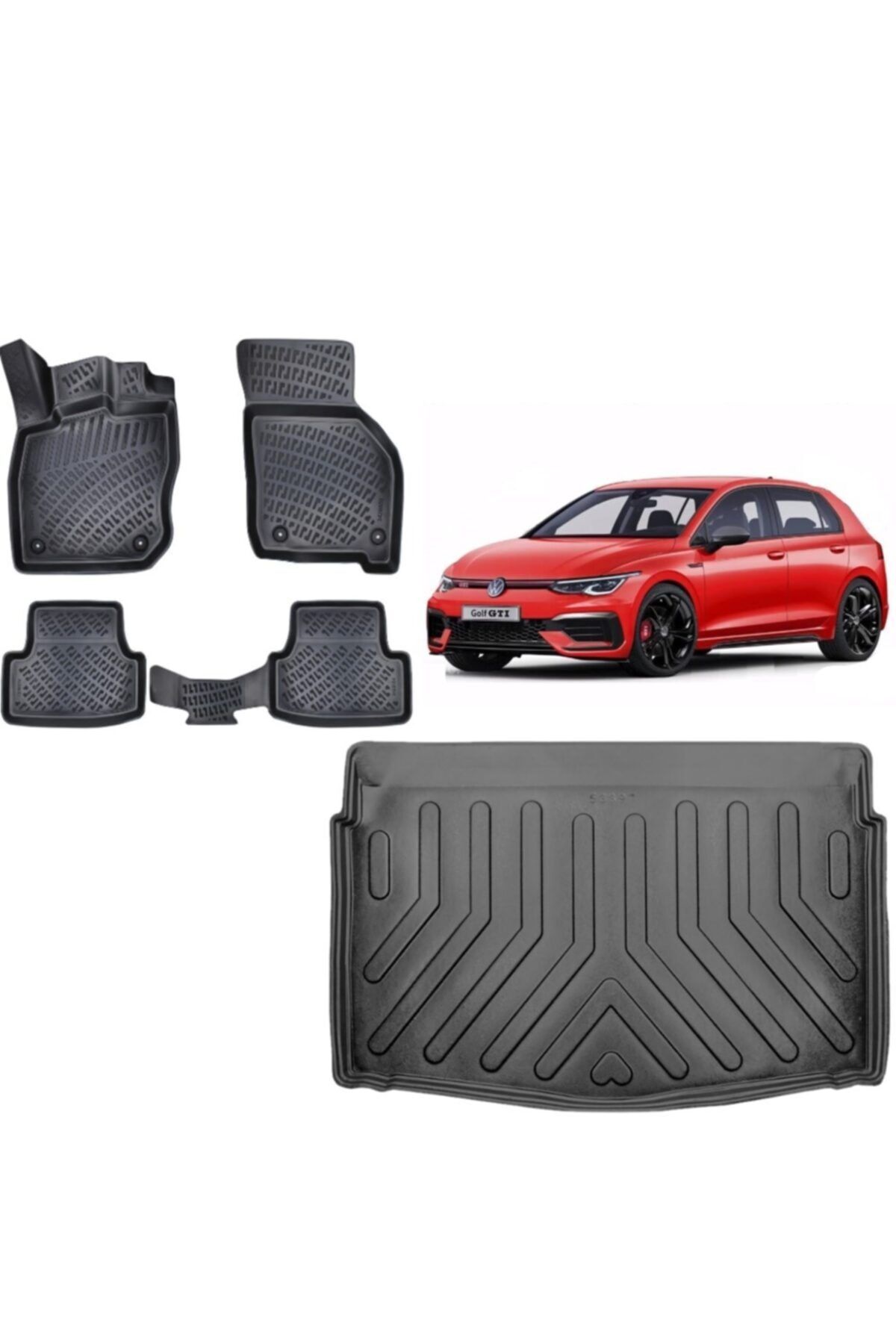 Rizline Volkswagen Golf 8 2020 Sonrası Alt Bagaj Havuzu+3d Otomatik Vites Havuzlu Paspas Takımı