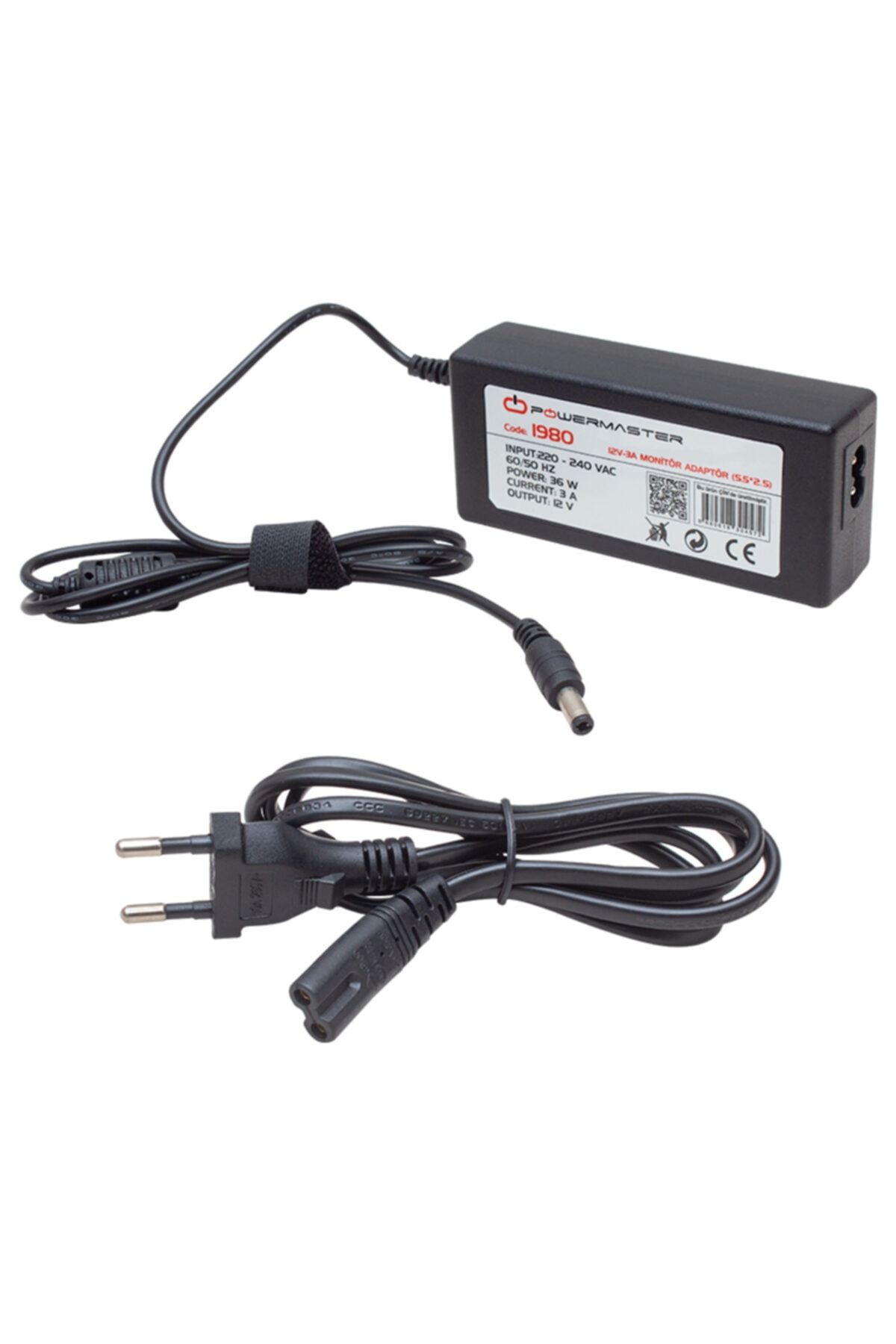 OEM Powermaster Pm-1980 12 Volt - 3 Amper Plastik Kasa Masaüstü Adaptör 5.5*2.5 Uç