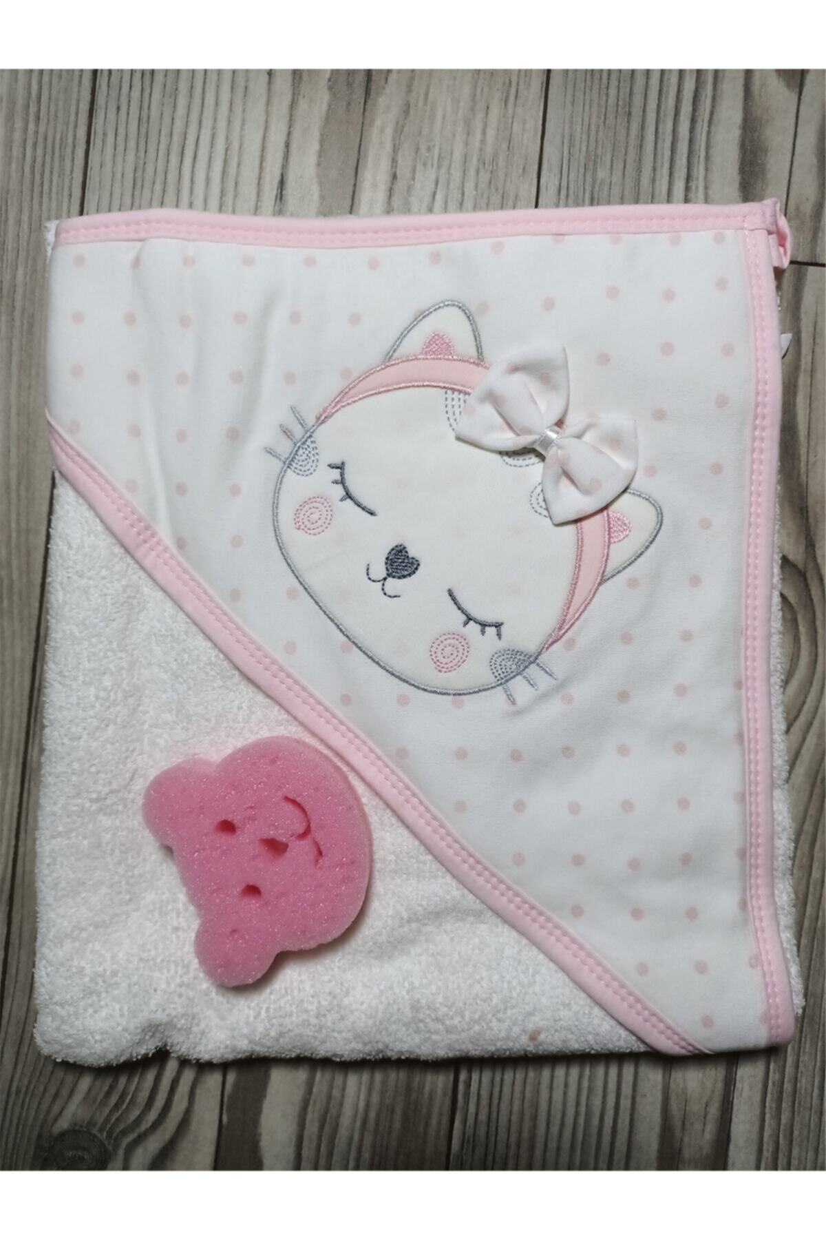 Ekebaby Puantiyeli Kedi Bebek Havlu