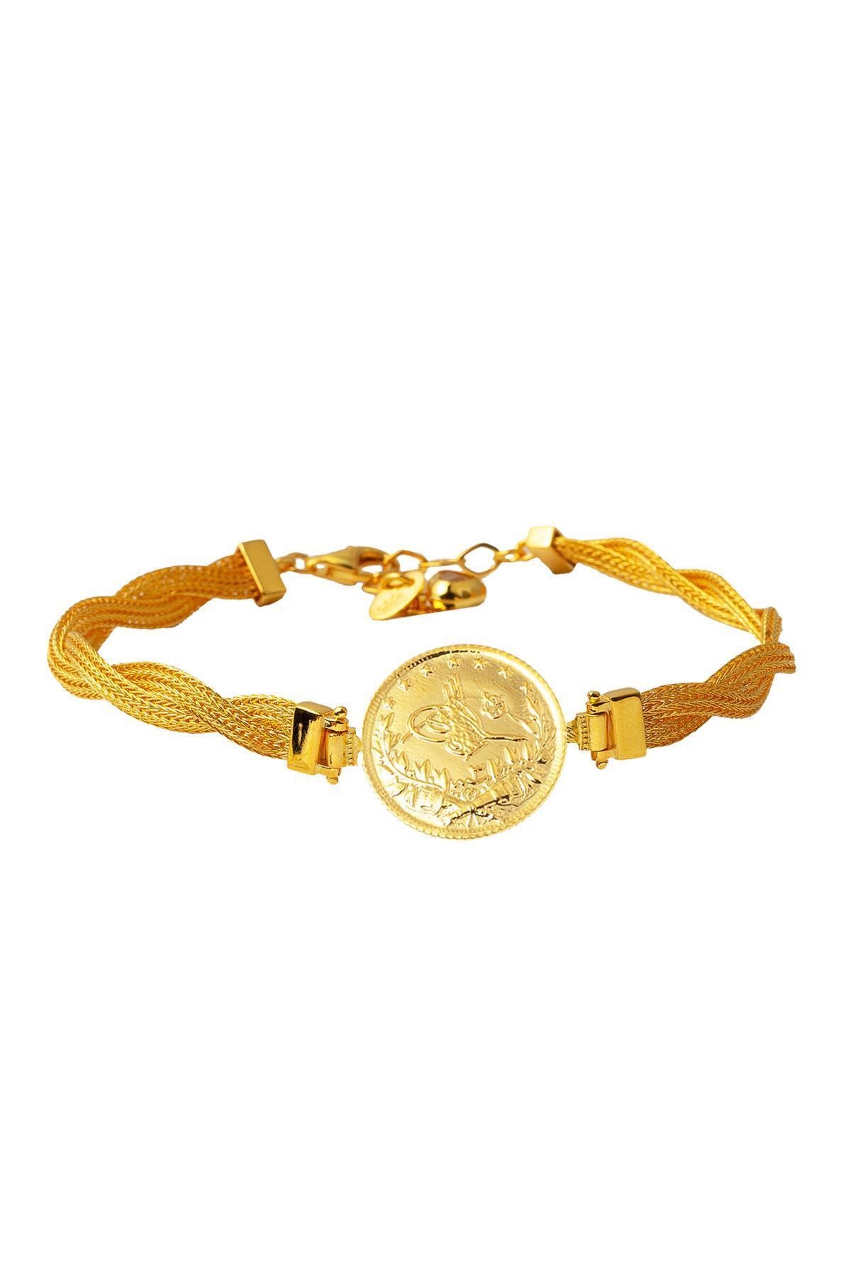 Bilezikci Örgü Zincir Çeyrek Reşatlı Altın Bileklik