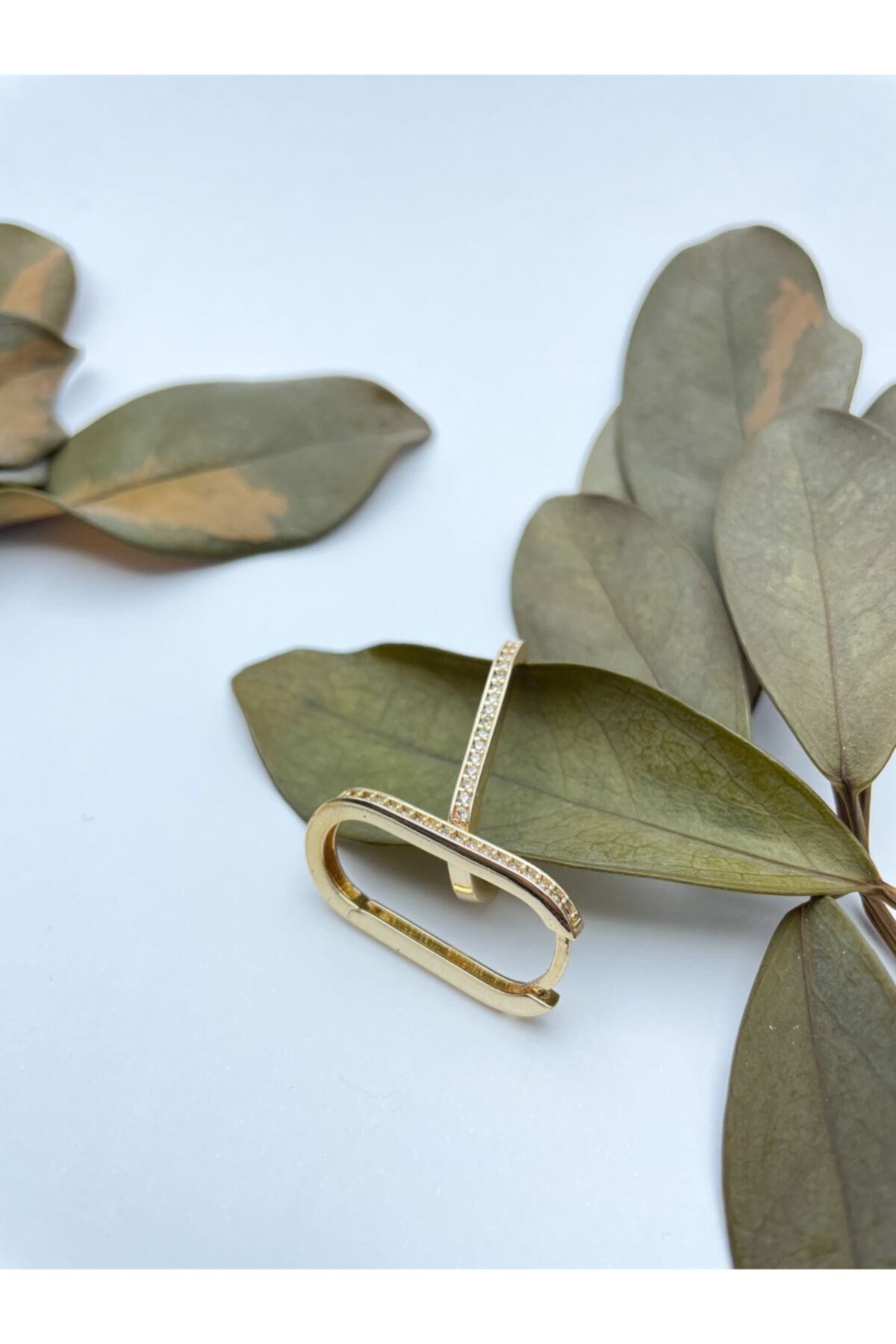 Alix Accessories Taşlı Oval Halka Küpe