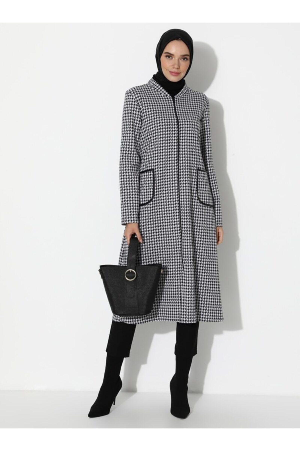 ZENANE Kazayağı Desenli Kap - Siyah -