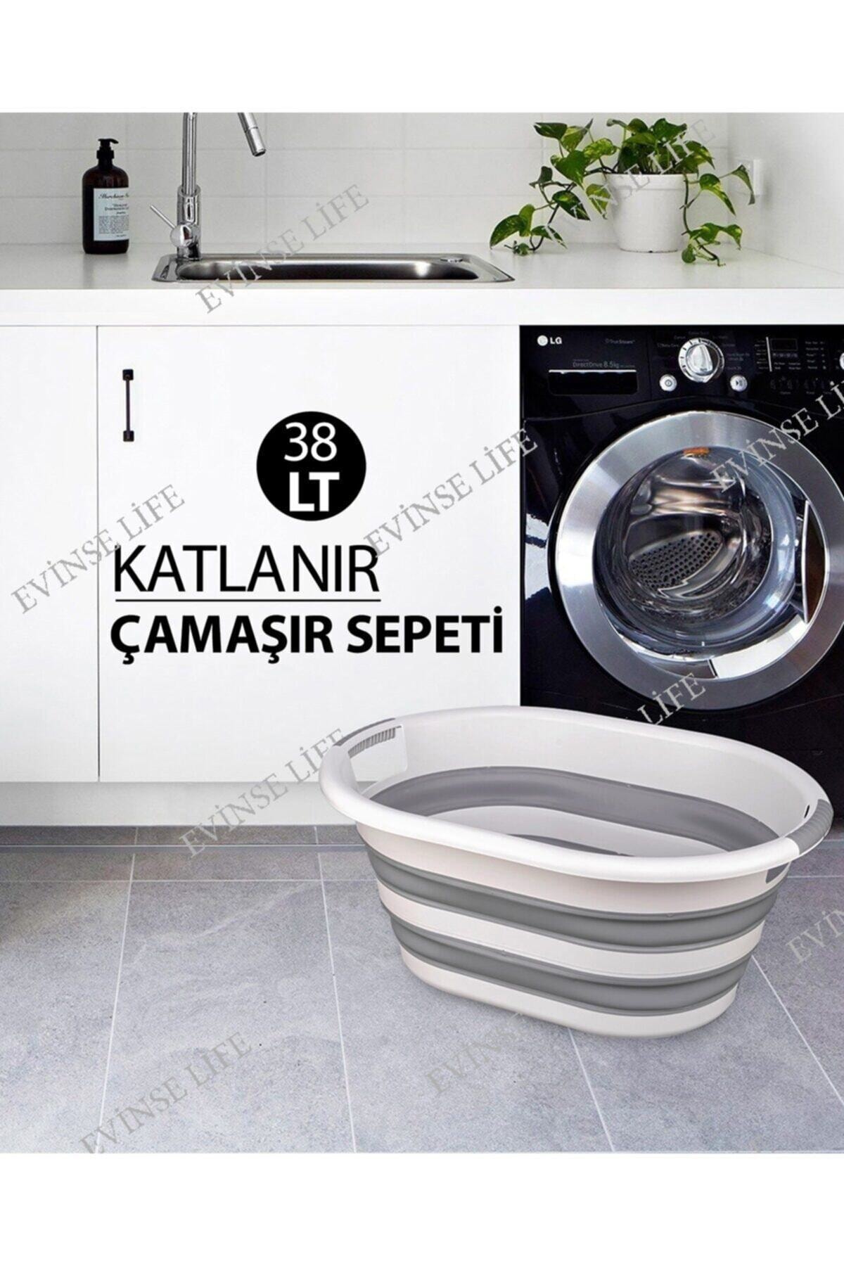 RoseLove Katlanabilir Çamaşır Sepeti Mega Boy 38lt. Silikon Akordiyon Sepet
