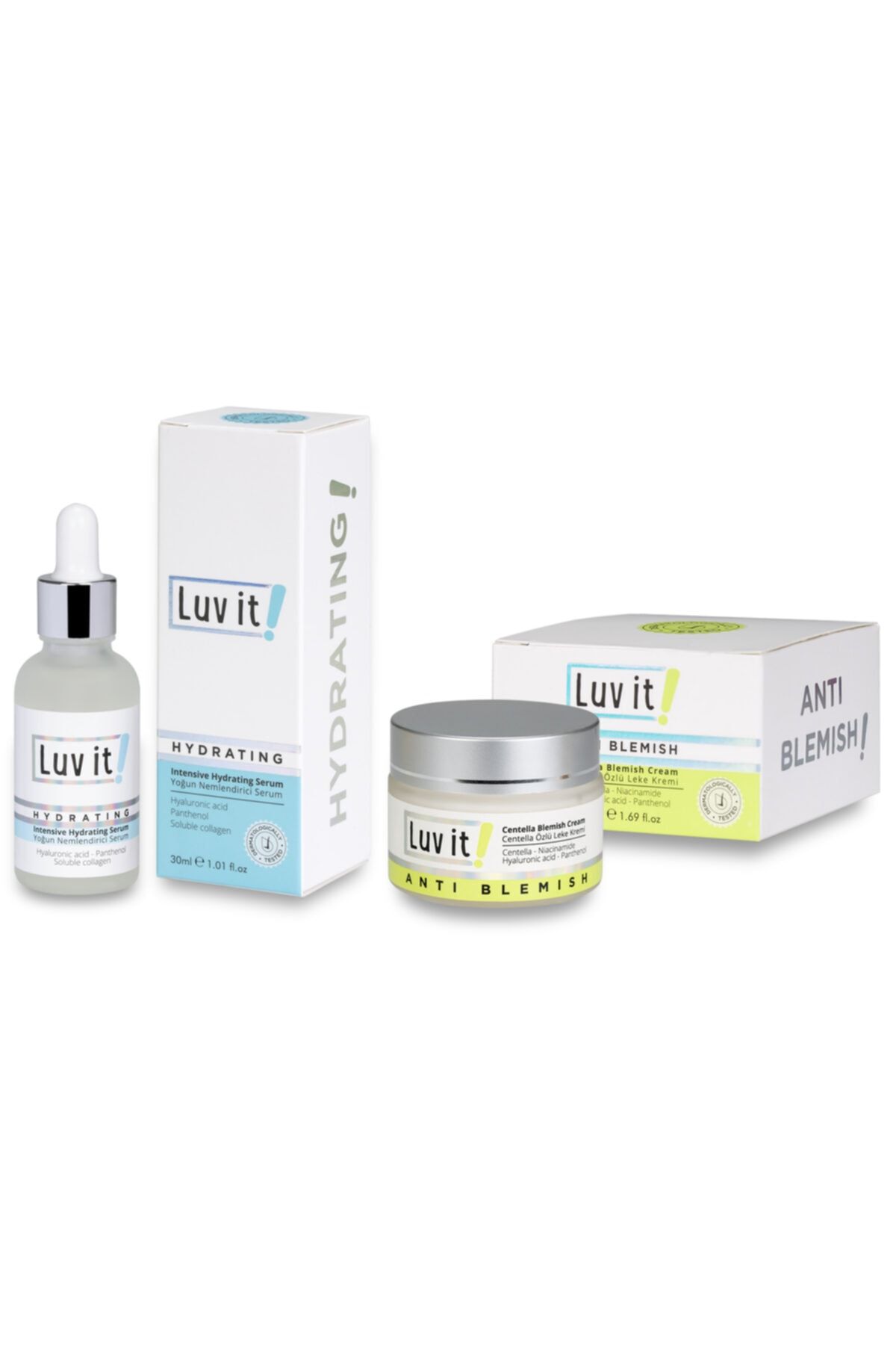 Luv it! Yoğun Nemlendirici Serum Centella Özlü Leke Kremi Nemlendirici ve Leke Karşıtı 2'li Cilt Bakım Seti