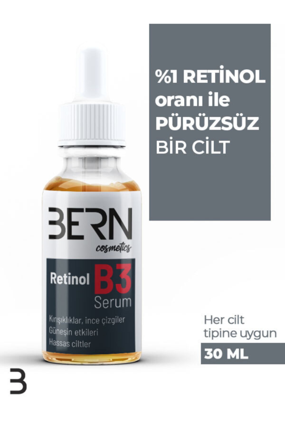 BERNCosmetics Retinol & Vitamin B3 Serum (%1 RETİNOL) Yağlı Ve Akneye Eğilimli Ciltler Için - 30 Ml.