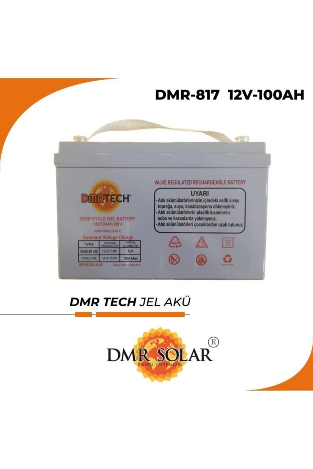 DMRTECH Derin Döngü 2021 Tarihli Jel Akü 12 Volt 100 Amper