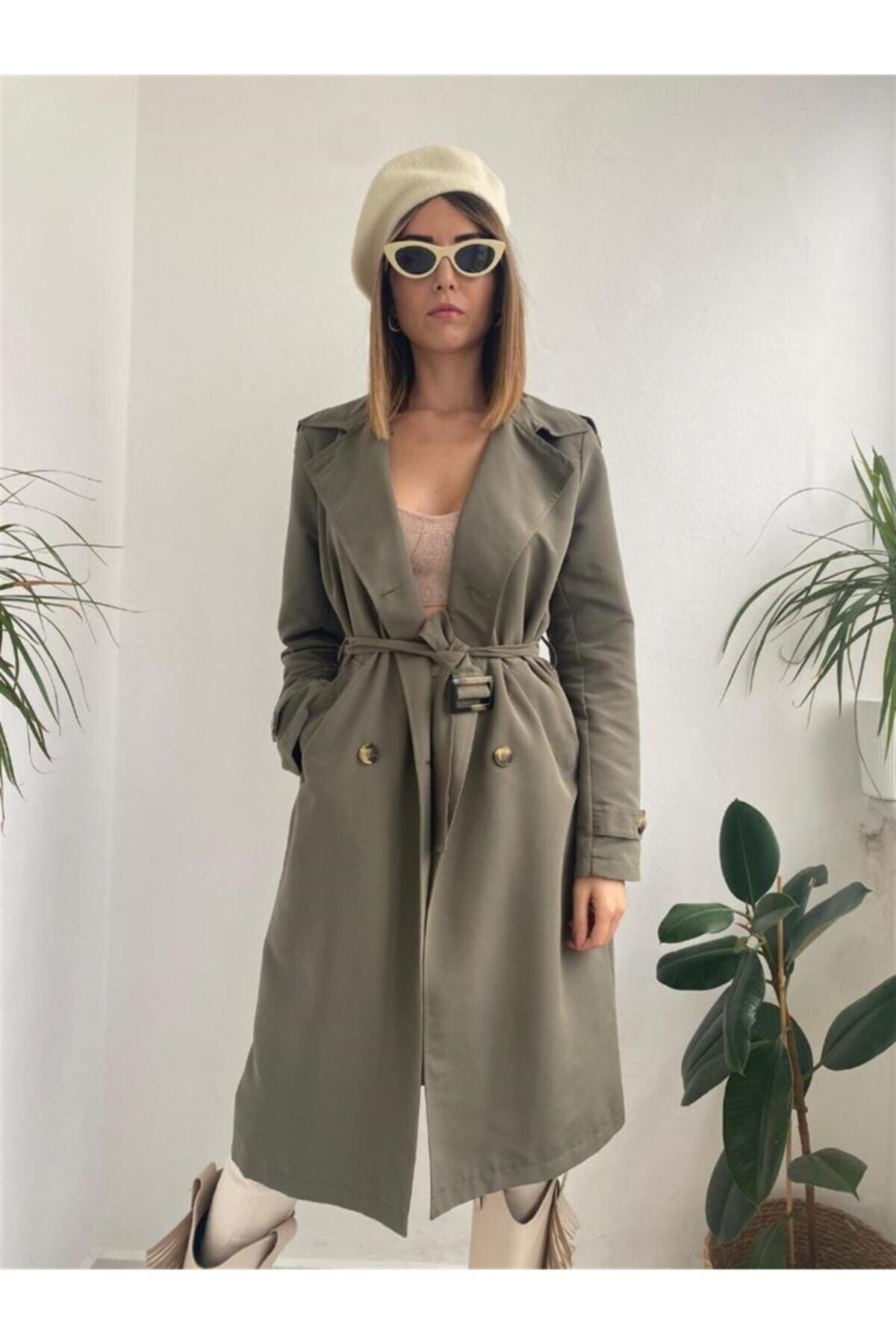 Seda Yalçın Atelier Kadın Haki Kemerli Trençkot