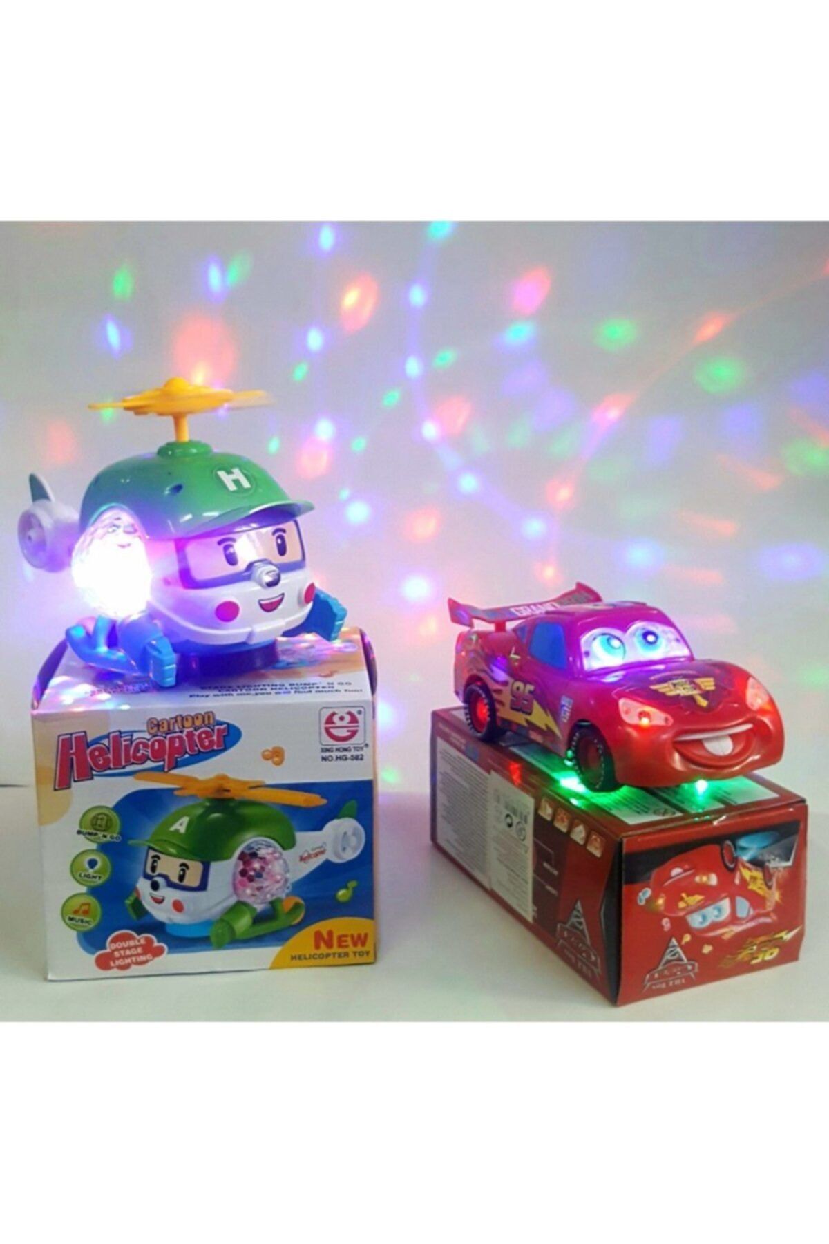 matchbang Robocar Poli Ve Şimşek Mcqueen Araba Oyuncak Sesli Işıklı 2'li