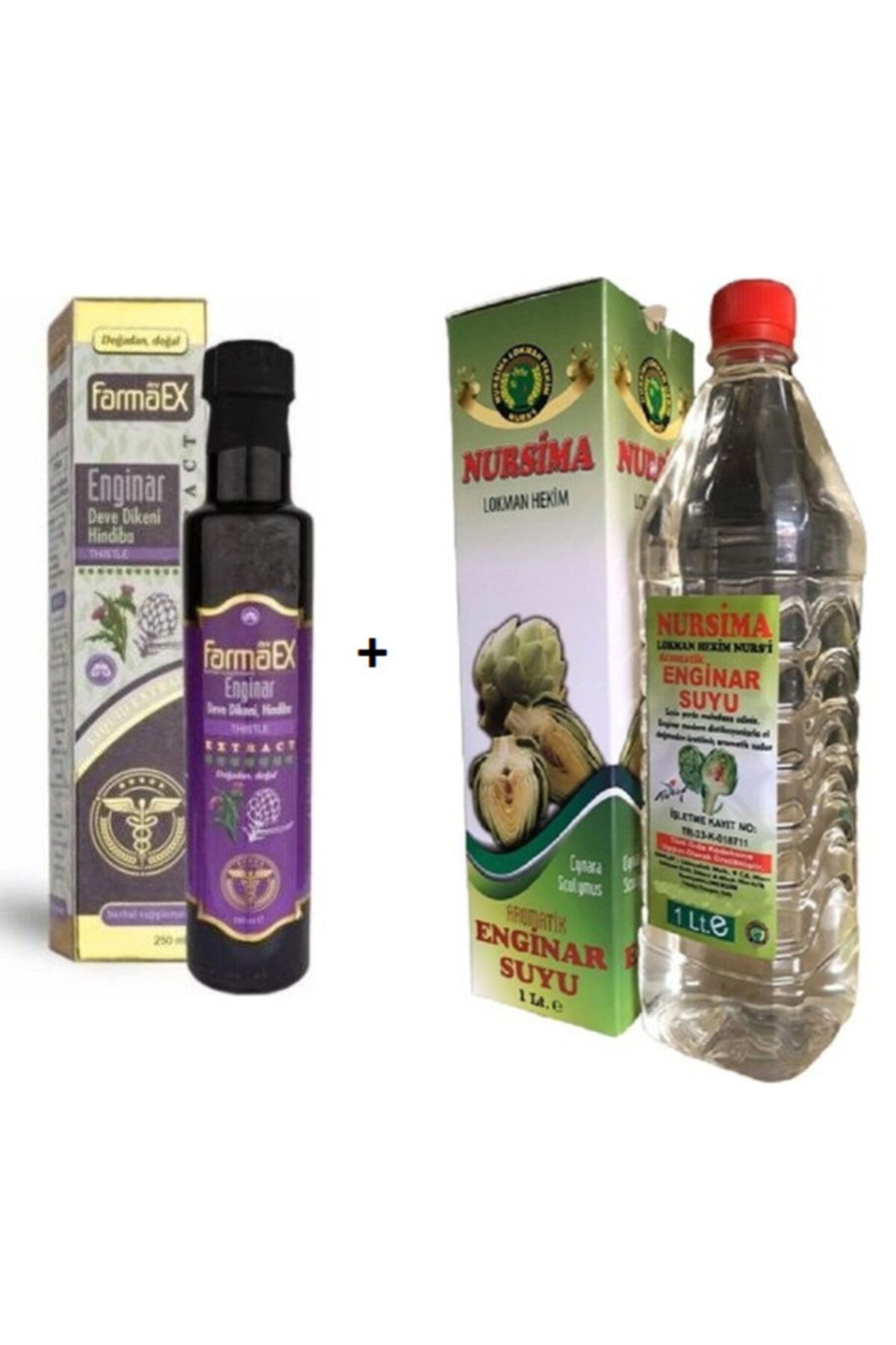 myfarmaex My Farmaex Enginar Deve Dikeni Ekstrat 250 Ml + Enginar Suyu 1lt 2li Avantajlı Set