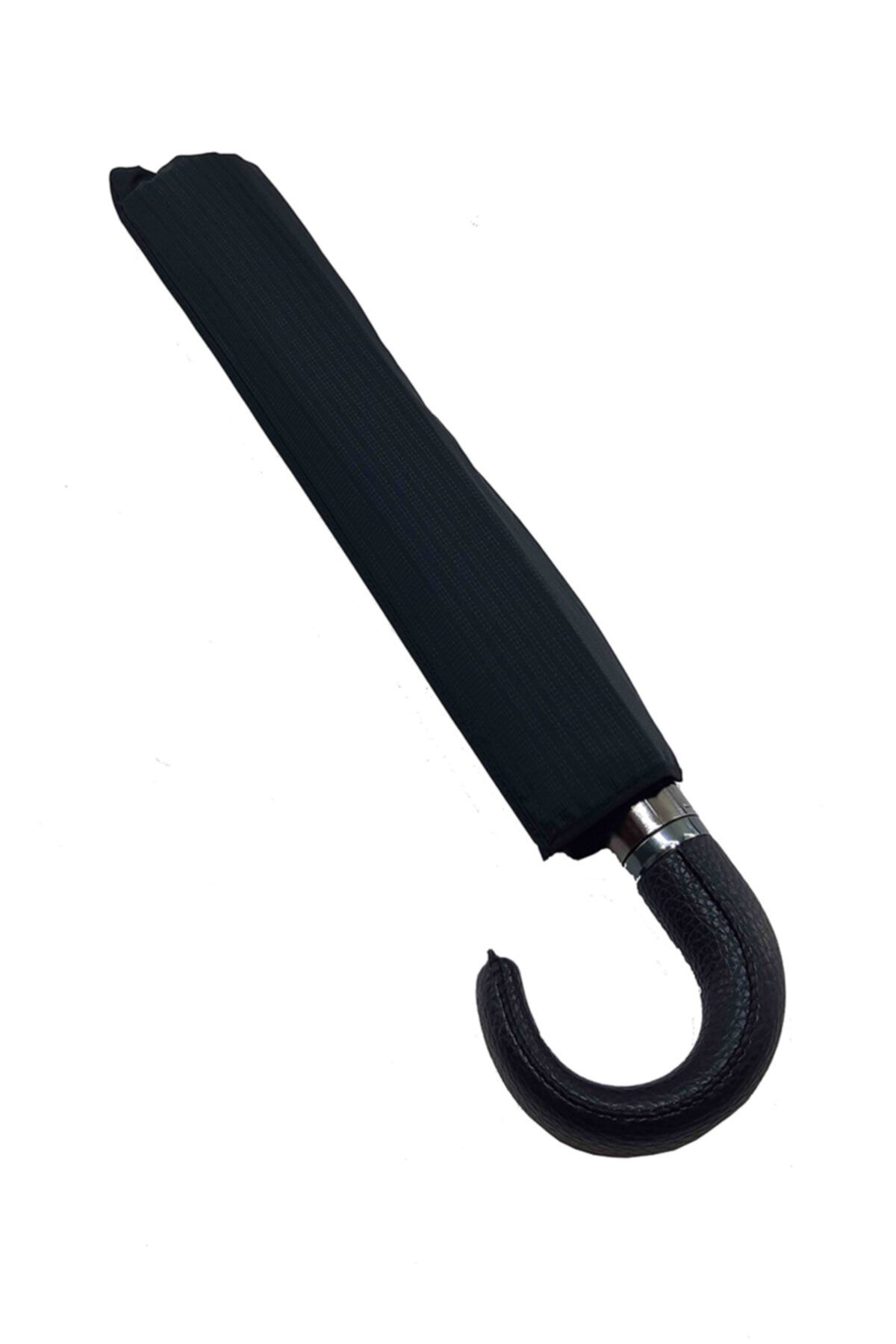 Baginn Snotline-april Deri Saplı Erkek Şemsiye Siyah Renk Çanta Boy Baston Saplı 100 Cm Çap 45 Cm Boy