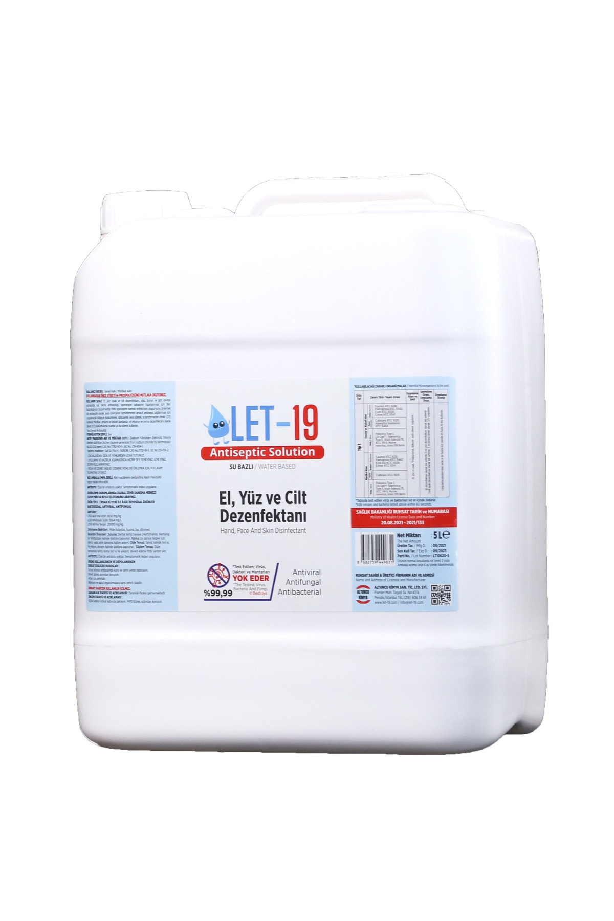 LET19 5 Litre Hipokloröz Asit El&cilt&yüz Dezenfektanı ( Alkolsüz)