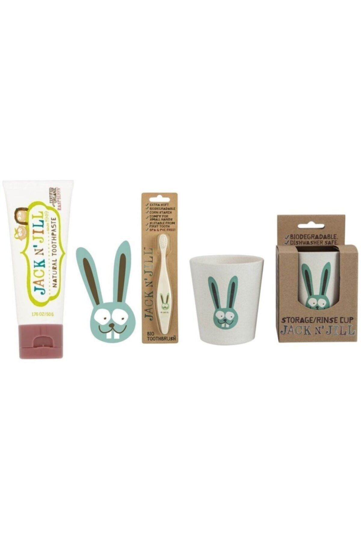 Jack N'Jill Doğal Macun , Fırça Ve Bardak 3'lü Set Bunny