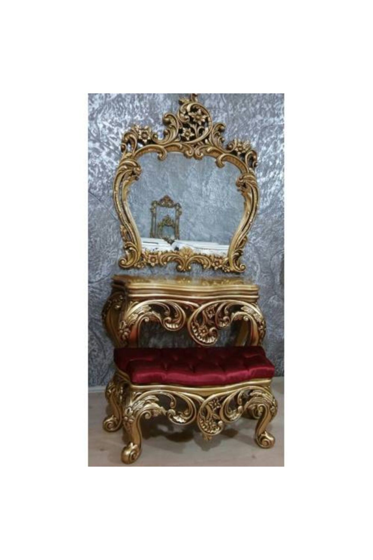 Decor Home Filiz Grand 3 Lü Takım- Altın Eskitmeli-Dizi