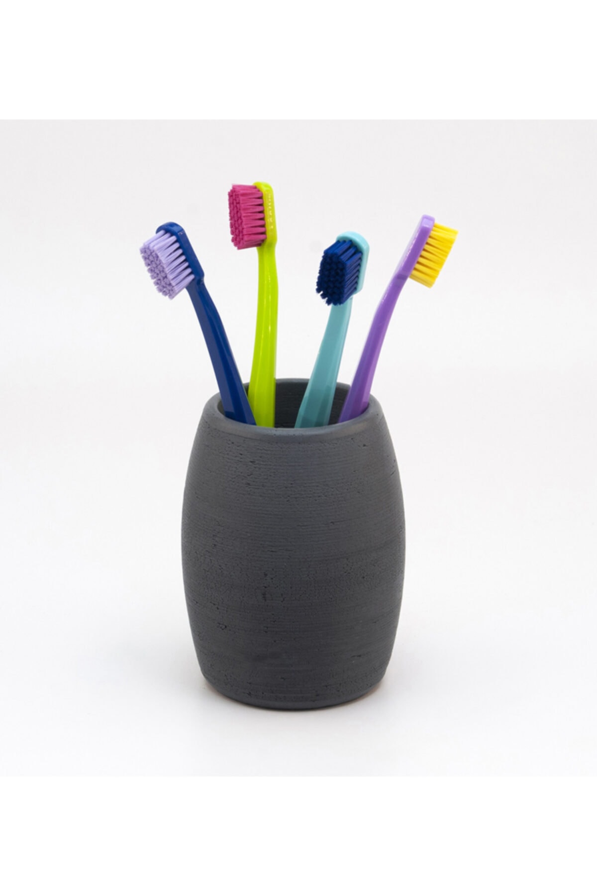 PabloFi Fıçı Model Koyu Gri Beton Diş Fırçalık Banyo Aksesuarı