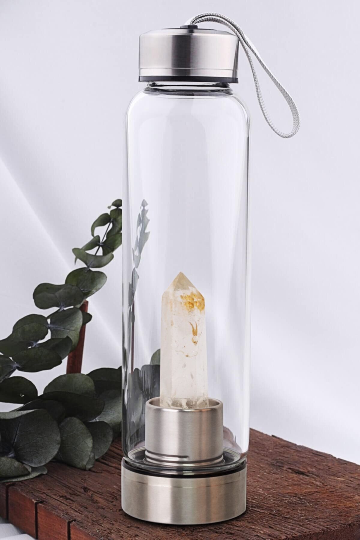 Dünya Doğal Taş Kristal Kuvars Taşı Doğal Taş Su Şişesi - Kt0122