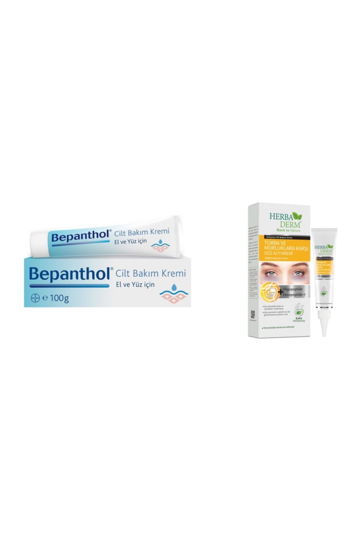 Herbaderm Bepanthol Cilt Bakım Kremi - 100 Gr + 15ml Göz Altı Torba Ve Morluklarına Karşı Krem