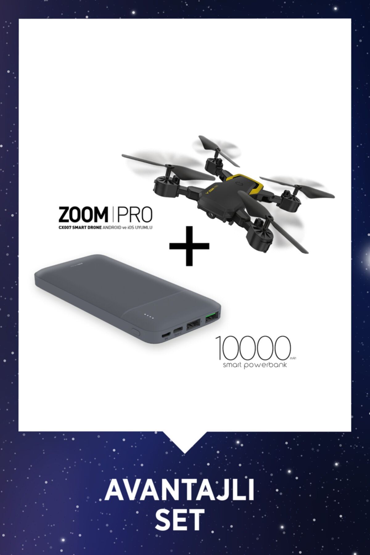 Corby Cx007 Zoom Pro Smart Katlanabilir Drone + Psm71 Powerbank 10.000 Mah
