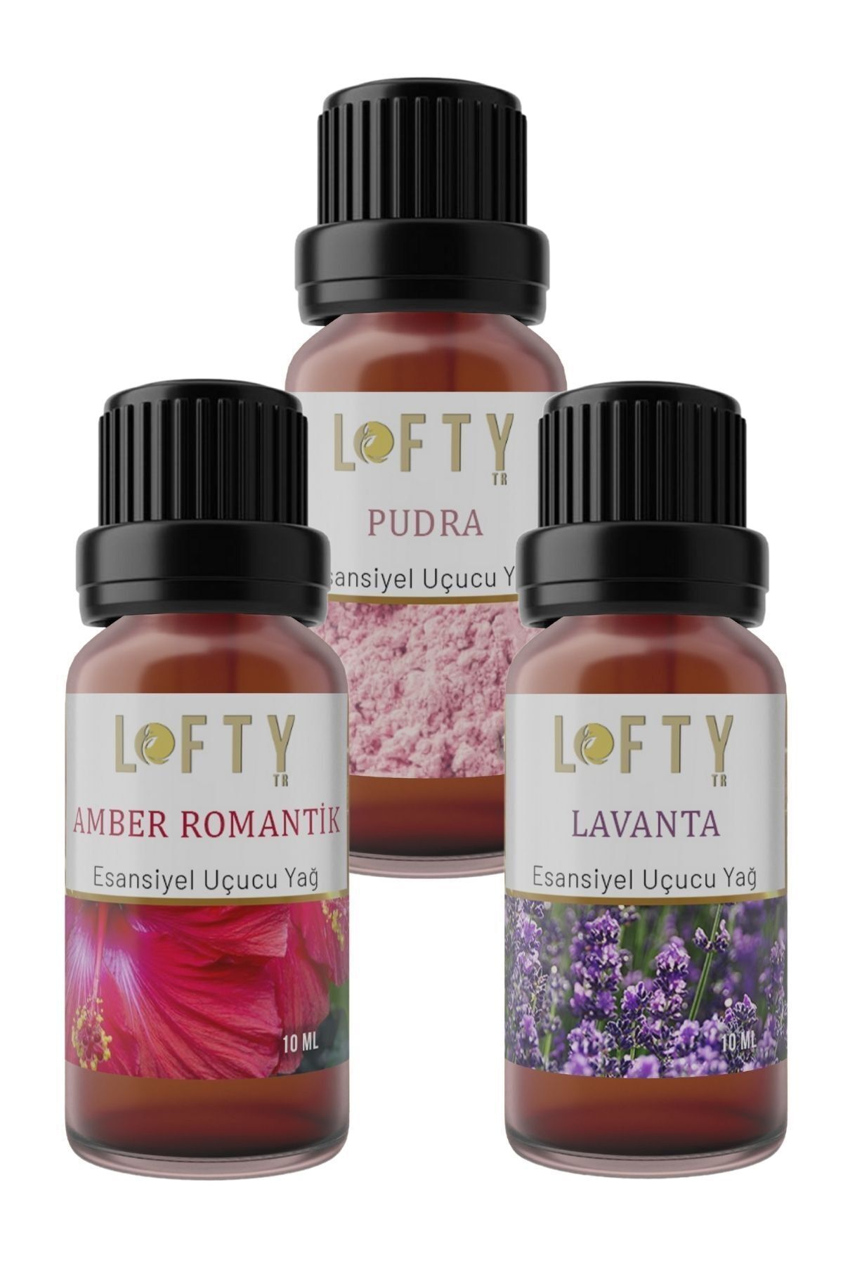 Lofty Pudra, Lavanta, Amber Doğal Uçucu Yağ Saf Buhurdanlık Esansı Oda Kokusu Esans Buhur Yağı 10ml