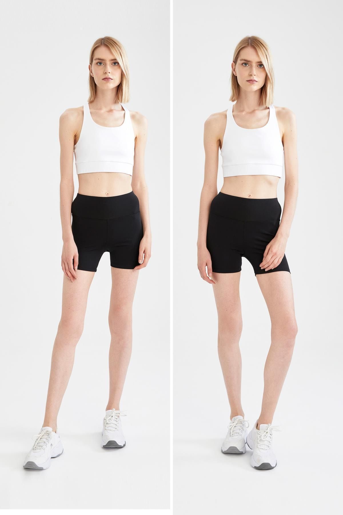 DeFacto Slim Fit Yüksek Bel Bisiklet Şortu 2 li
