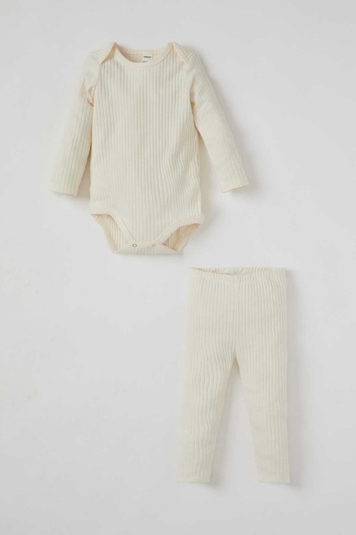 DeFacto Unisex Uzun Kollu Fitilli Çıtçıtlı Body Ve Tayt Takımı