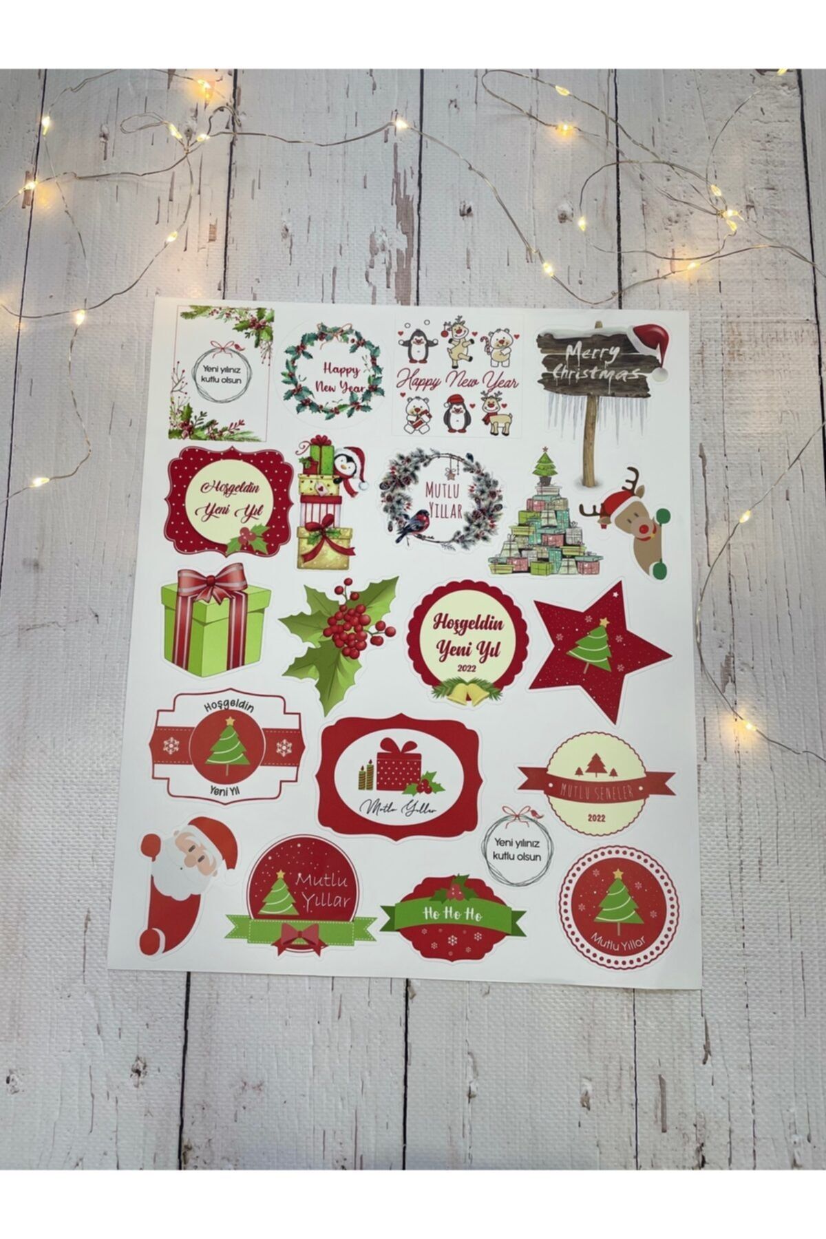 eylülün etiket fabrikası Yeni Yıl Temalı Set-2 Opak Sticker-20'li Etiket
