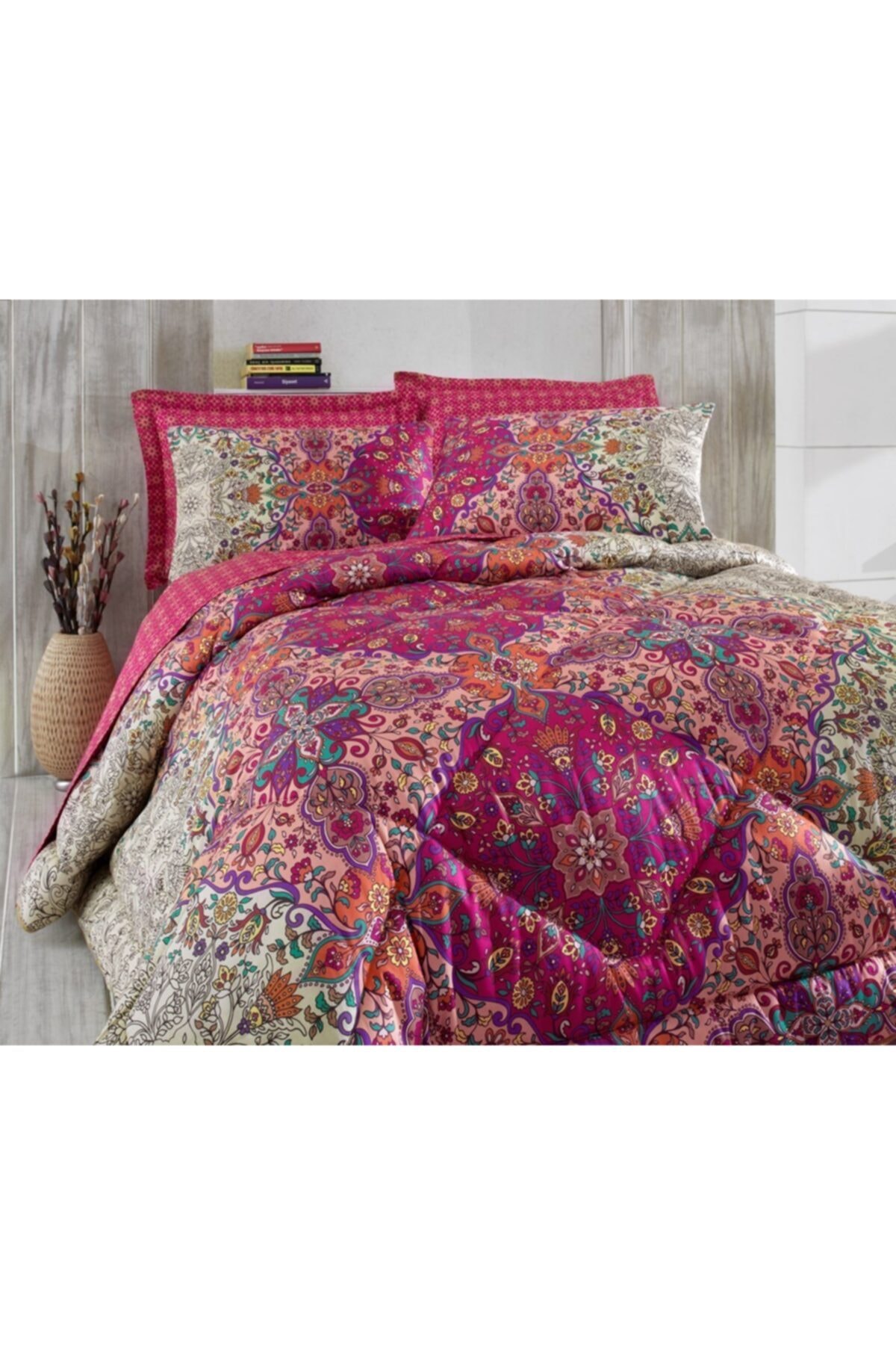 Cotton Box Pamuk Saten Çift Kişilik Uyku Seti Tuğba Fuşya