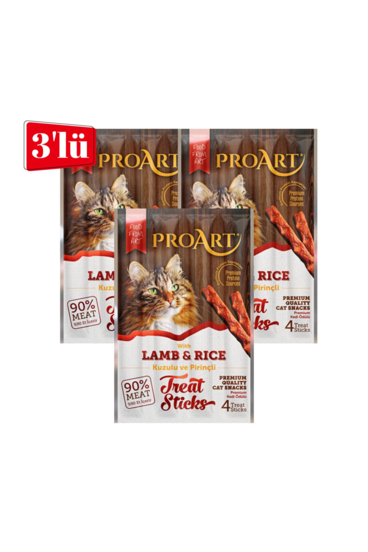 proart Kuzu Etli Ve Pirinçli Yetişkin Kedi Ödül Çubuğu 4*5 Gr X 3 Adet