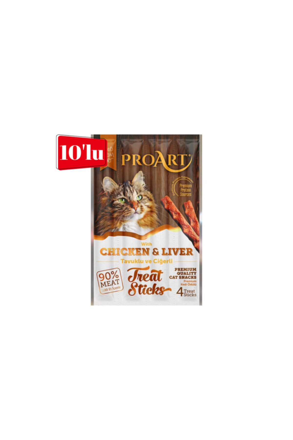 proart Tavuk Etli Ve Ciğerli Yetişkin Kedi Ödül Çubuğu 4*5 Gr 10 Adet