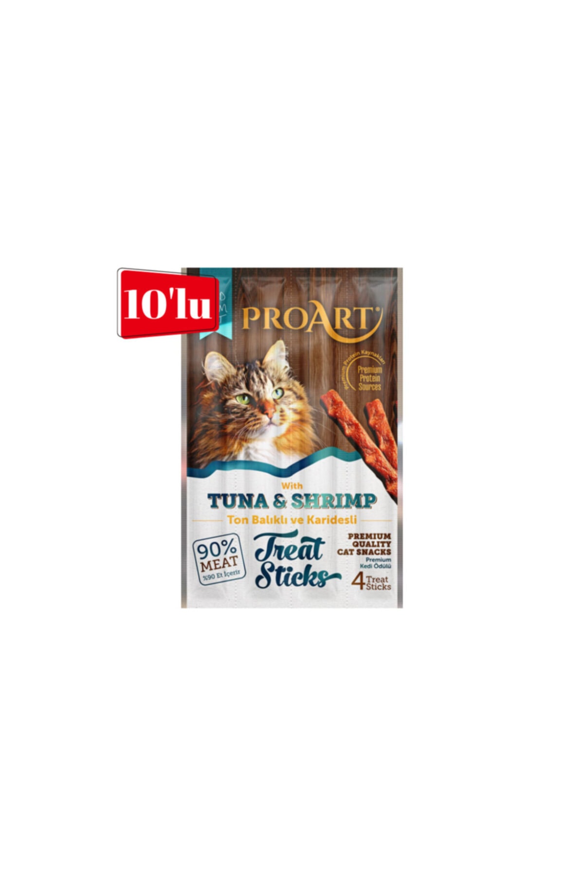 proart Ton Balıklı Ve Karidesli Yetişkin Kedi Ödül Çubuğu 4*5 Gr 10 Adet